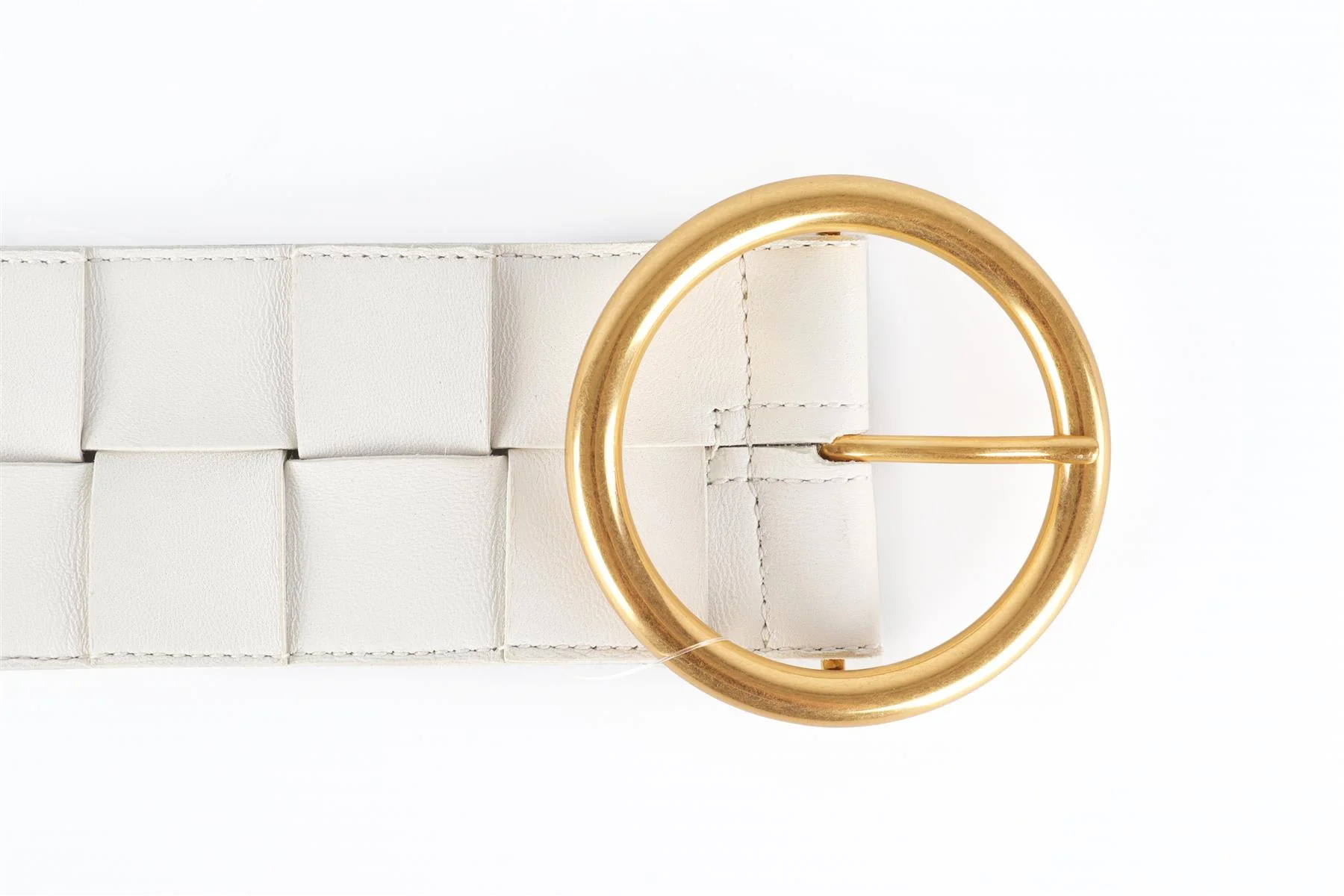 BOTTEGA VENETA WHITE INTRECCIATO LEATHER WAIST BELT 85 CM - Image 4