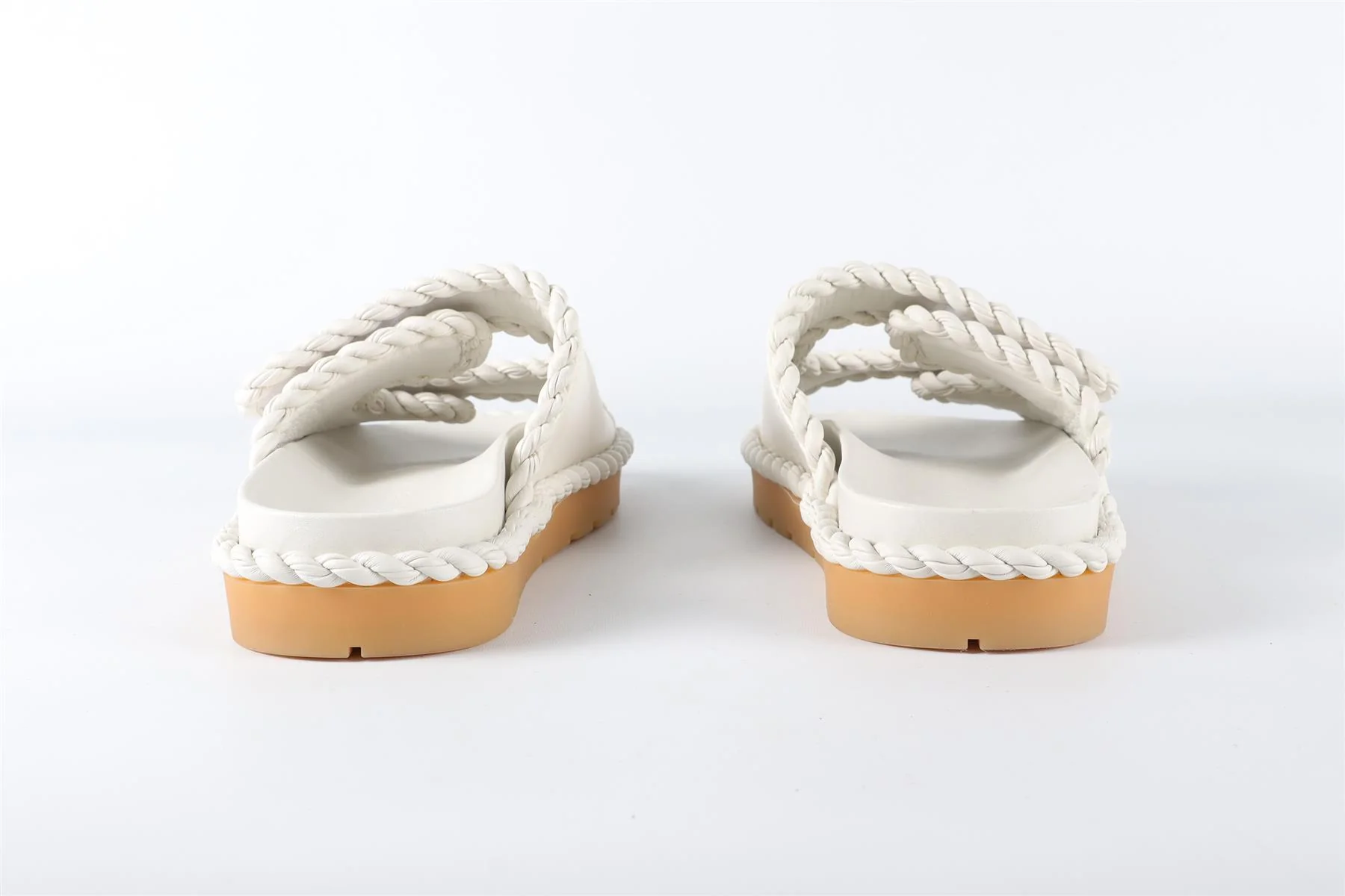 BOTTEGA VENETA WHITE JACK LEATHER SLIDES EU 38 UK 5 US 8 - Image 5