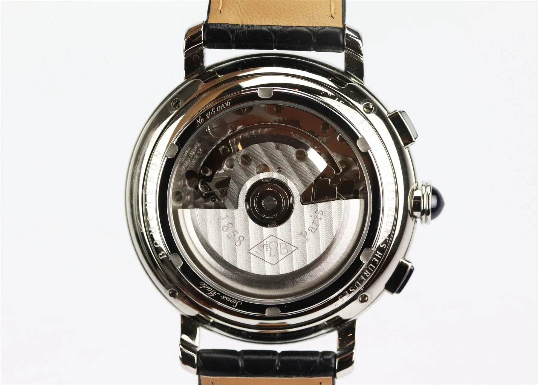 BOUCHERON EPURE 43MM STAINLESS STEEL AND ALLIGATOR WATCH - Image 10