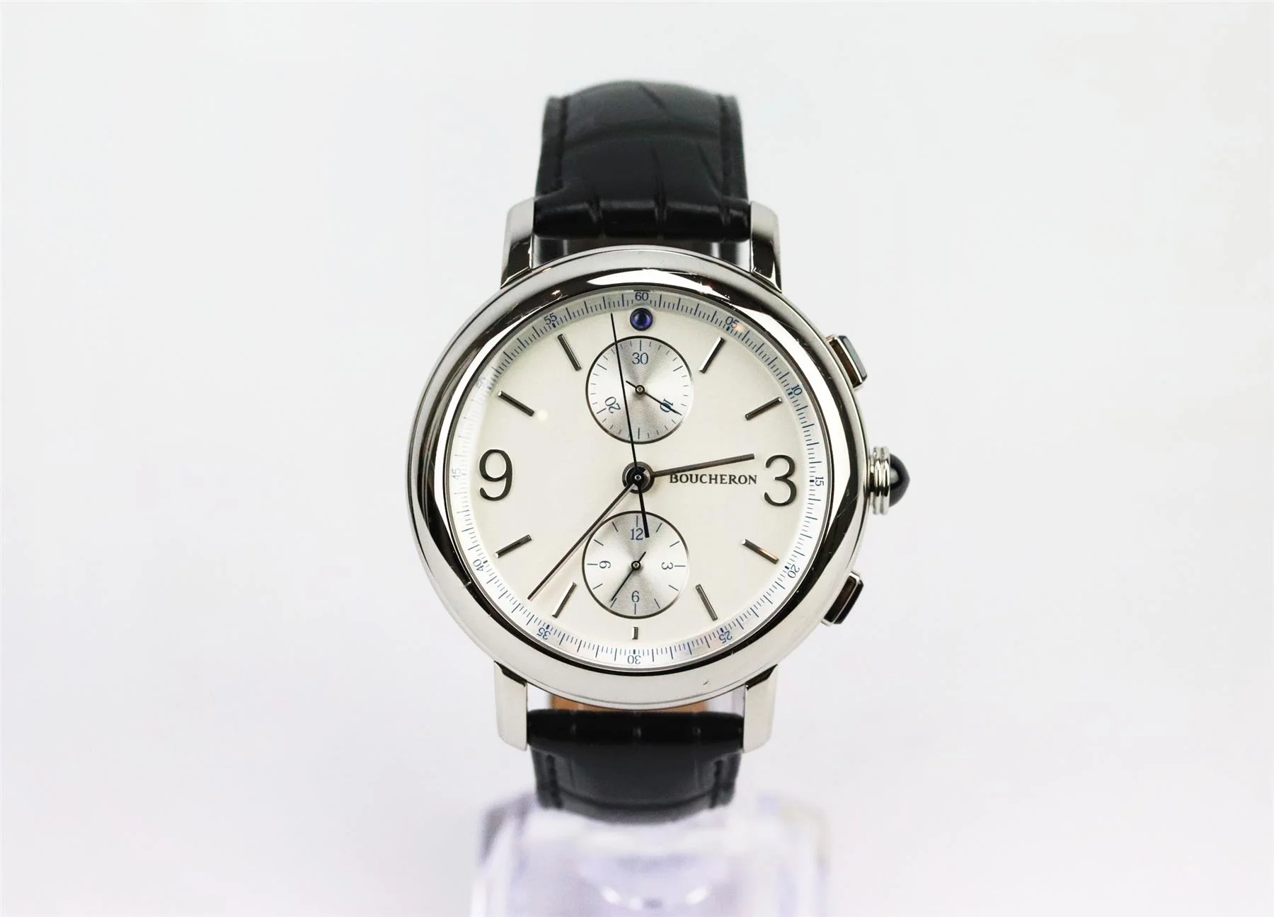 BOUCHERON EPURE 43MM STAINLESS STEEL AND ALLIGATOR WATCH - Image 2