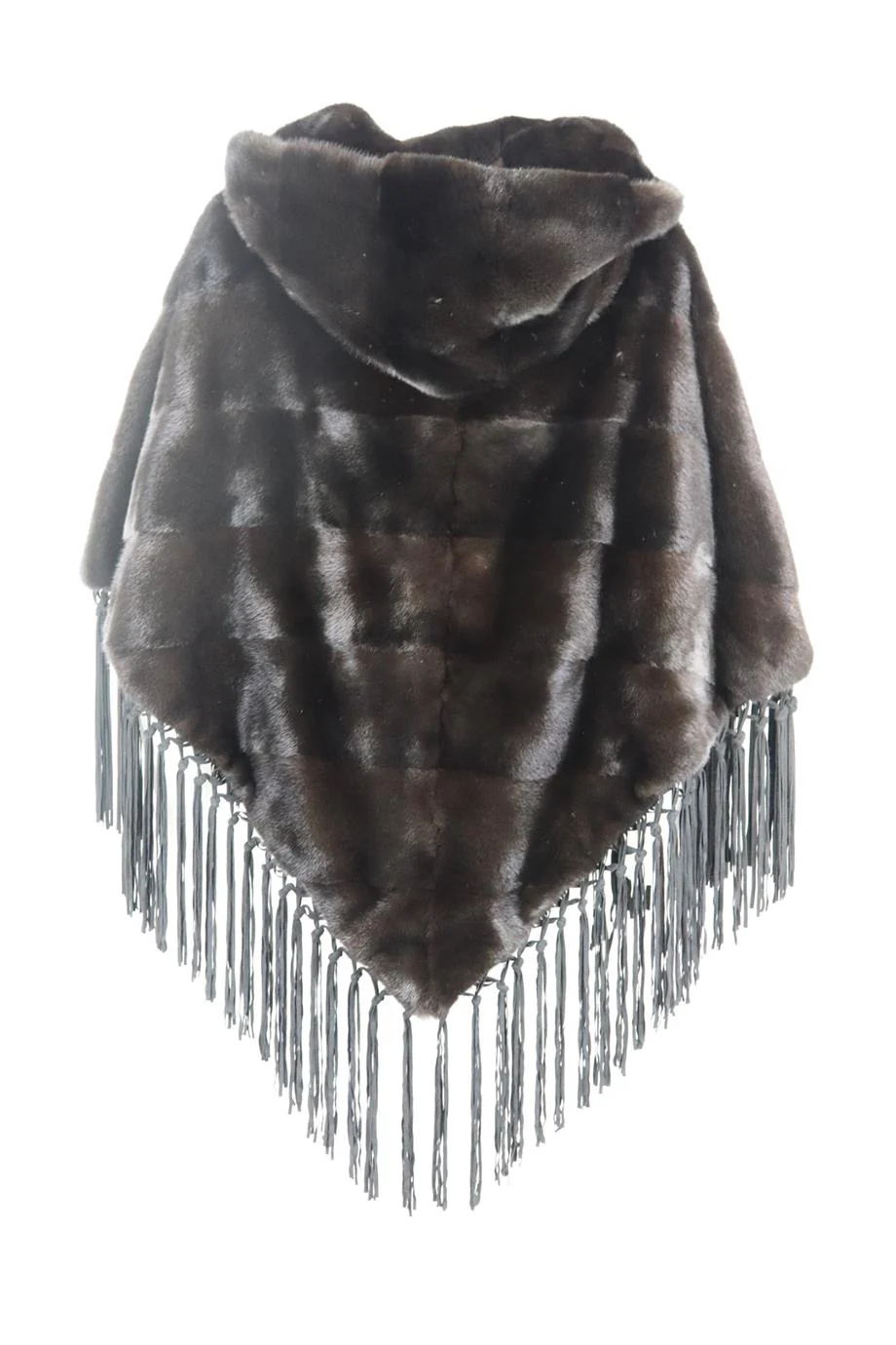 BRASCHI HOODED FRINGED MINK FUR PONCHO IT 50 UK 18 - Image 4