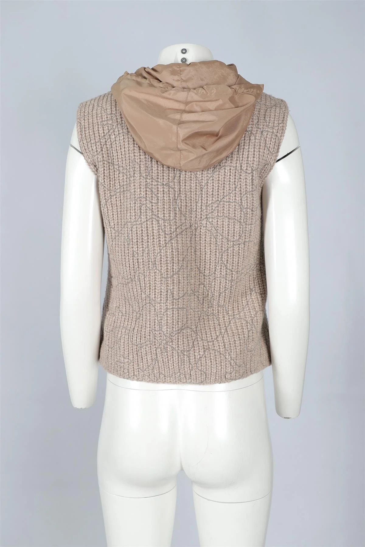 BRUNELLO CUCINELLI BEIGE WOOL AND NYLON VEST SMALL - Image 4