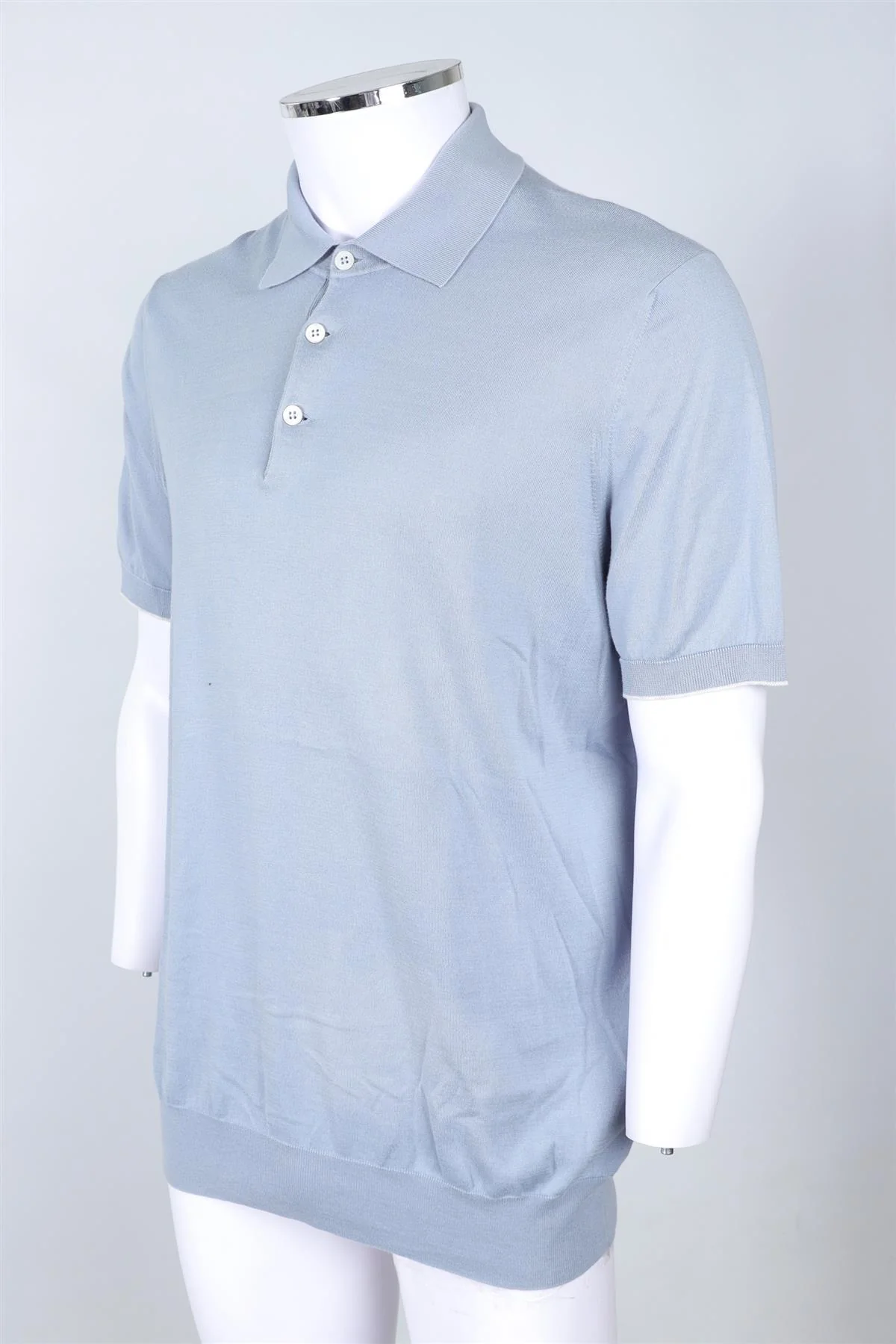 BRUNELLO CUCINELLI BLUE MEN'S COTTON POLO SHIRT IT 54 UK 44 - Image 3