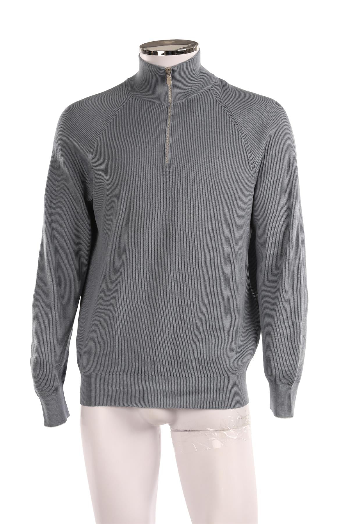 BRUNELLO CUCINELLI BLUE MEN'S COTTON SWEATER IT 50 - Image 2