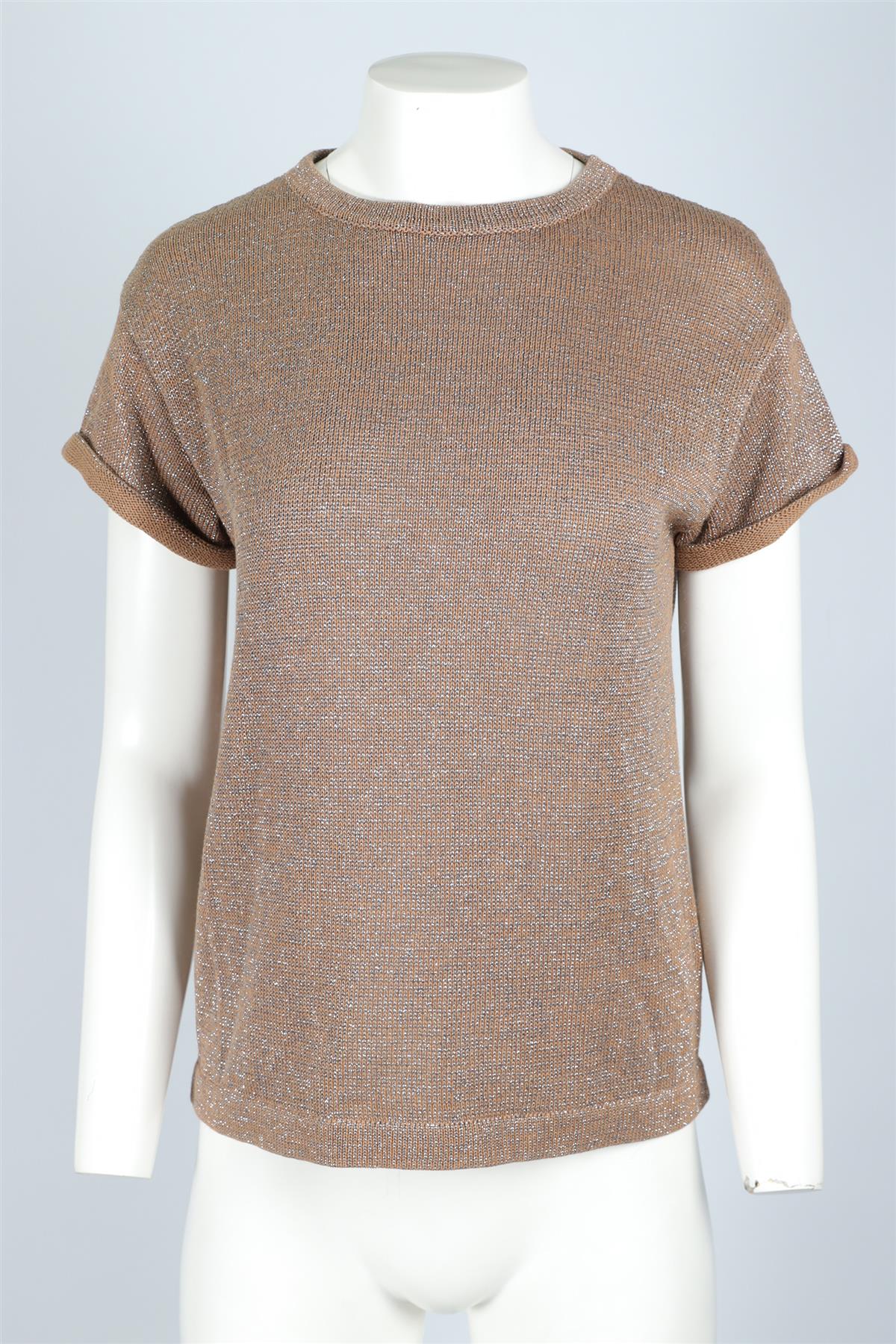 BRUNELLO CUCINELLI BROWN WOOL TOP XSMALL - Image 2