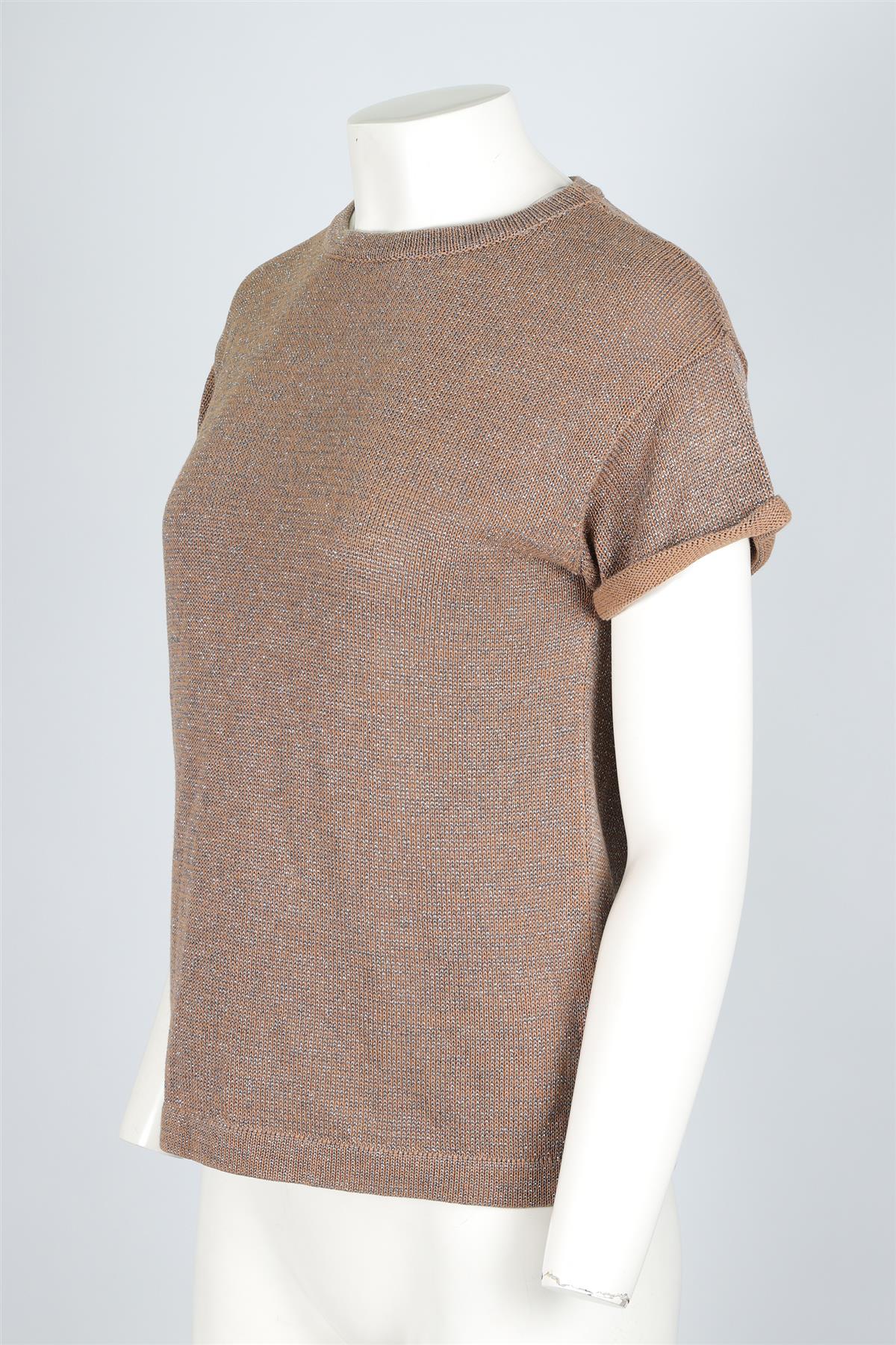 BRUNELLO CUCINELLI BROWN WOOL TOP XSMALL - Image 3
