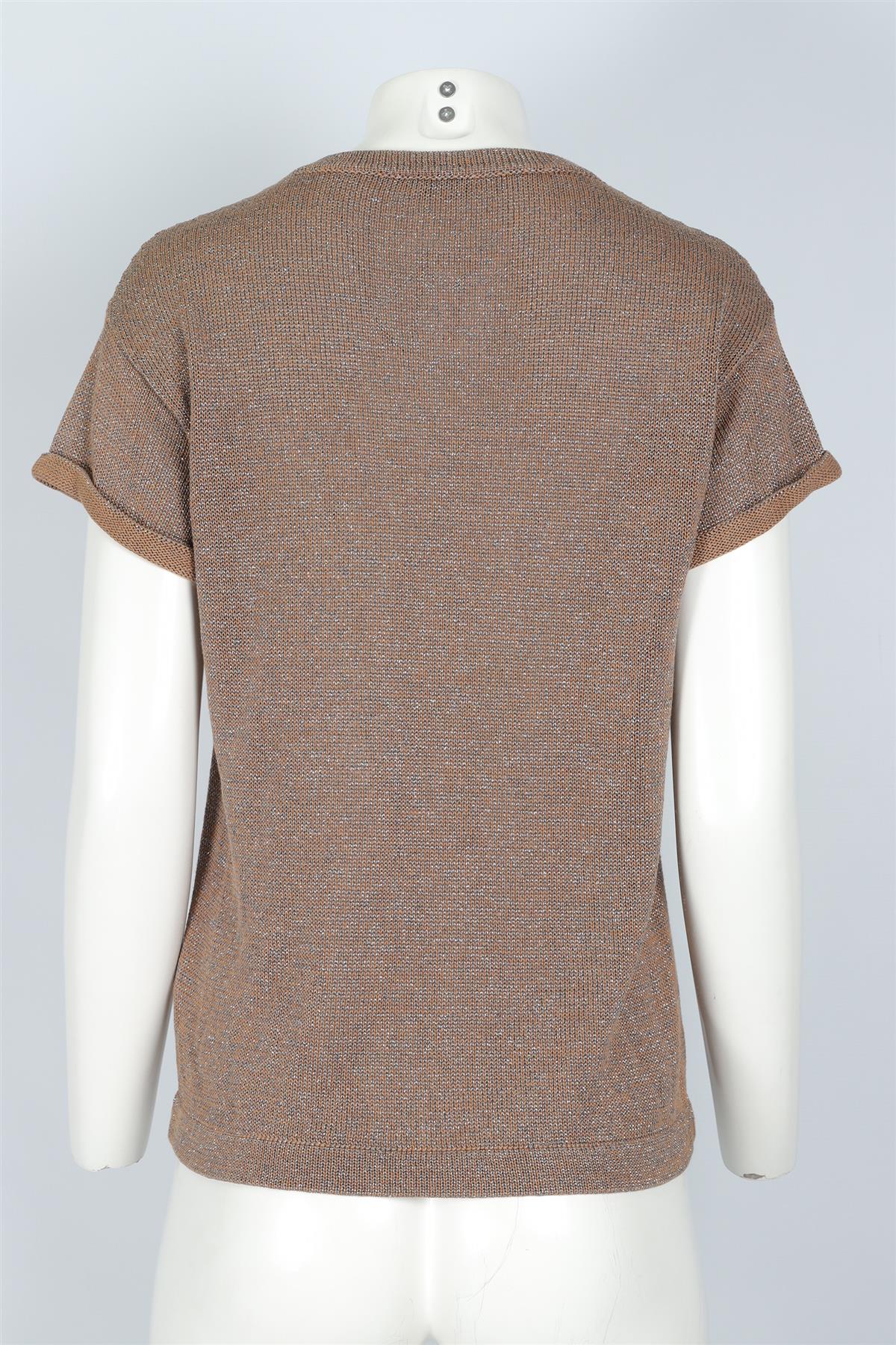 BRUNELLO CUCINELLI BROWN WOOL TOP XSMALL - Image 4