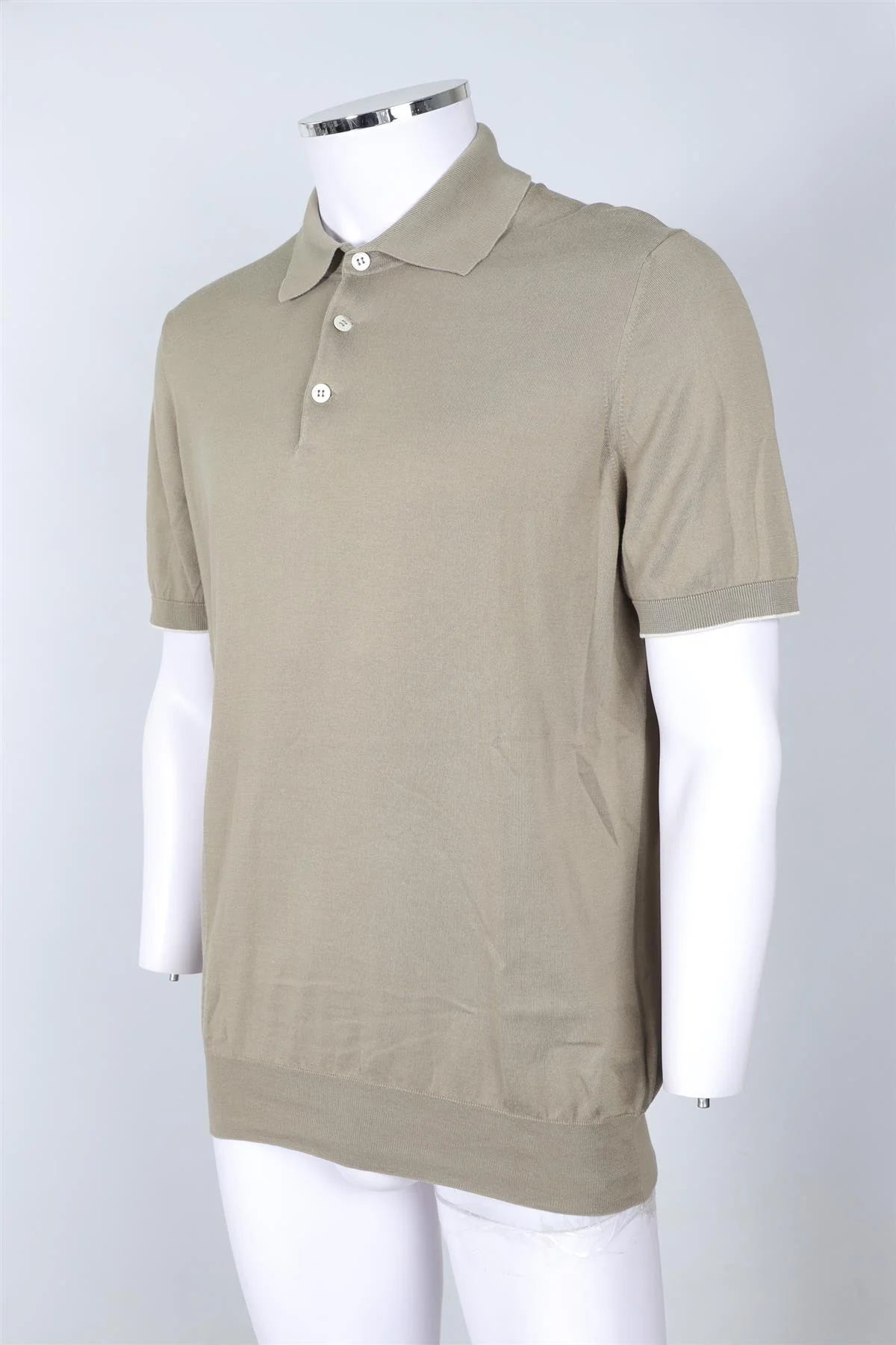 BRUNELLO CUCINELLI GREEN MEN'S COTTON POLO SHIRT IT 54 UK 44 - Image 3