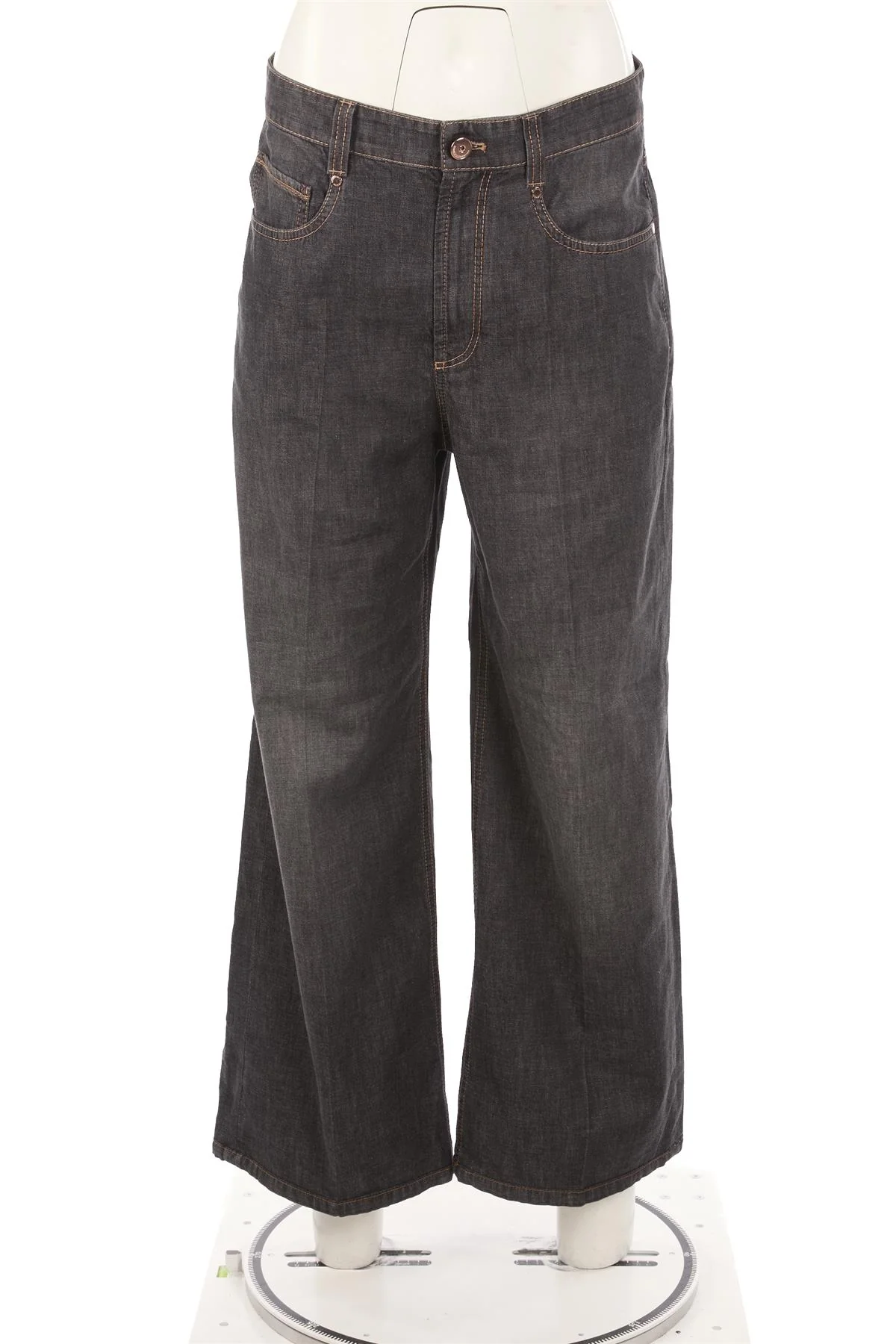 BRUNELLO CUCINELLI GREY HIGH RISE WIDE LEG JEANS IT 40 UK 8 - Image 2