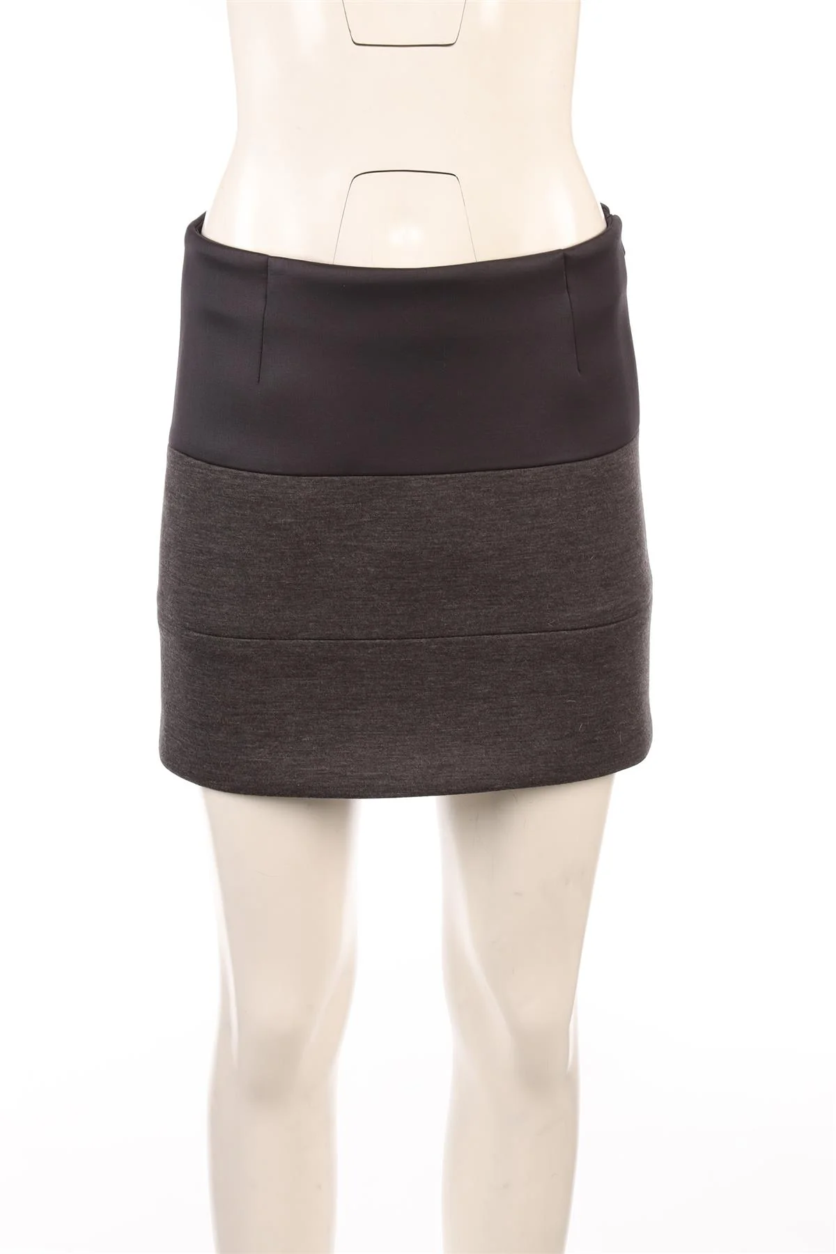 BRUNELLO CUCINELLI GREY WOOL MINI SKIRT IT 40 UK 8 - Image 2