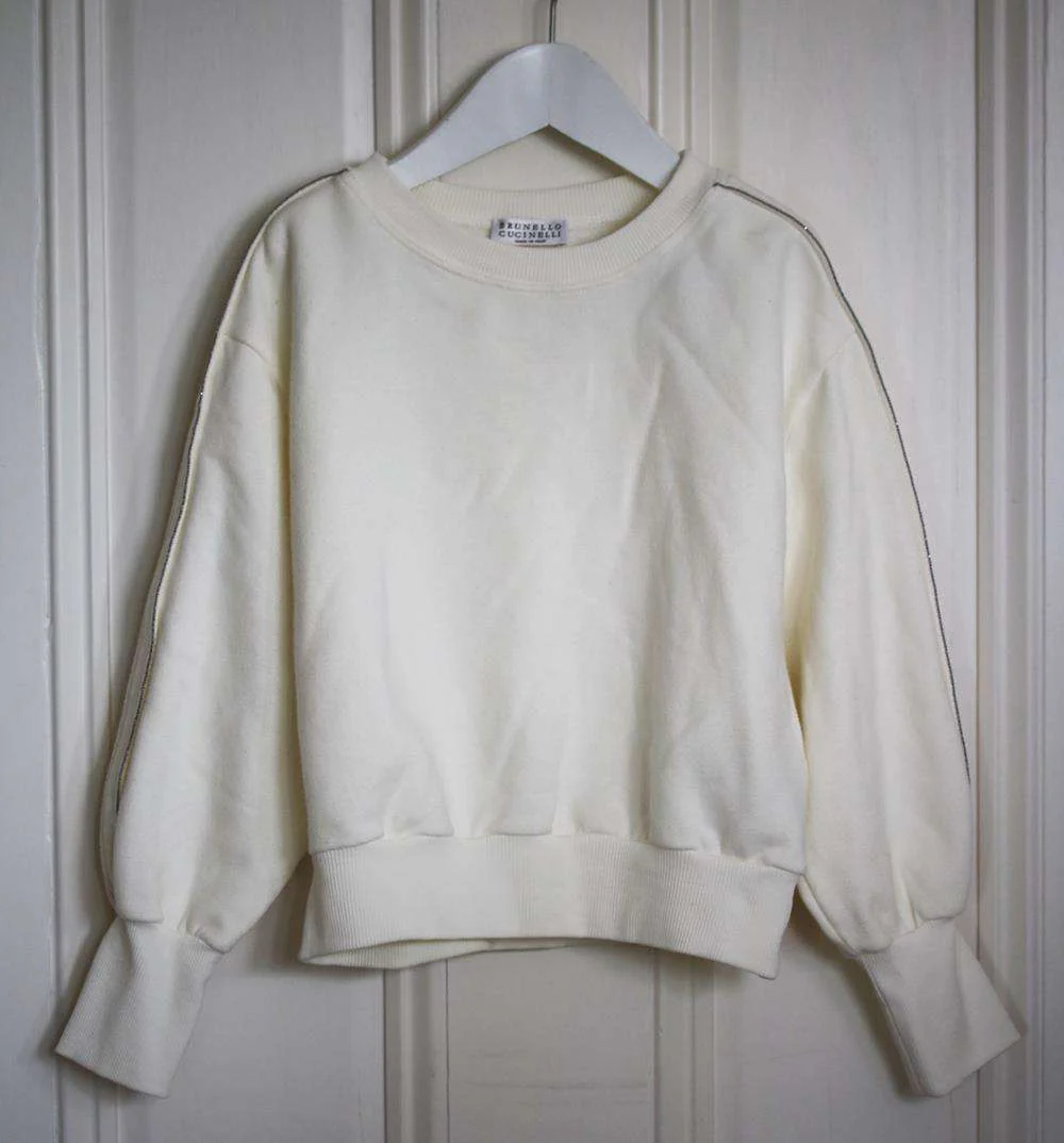 BRUNELLO CUCINELLI KIDS GIRLS EMBELLISHED COTTON SWEATSHIRT 6 YEARS - Image 2