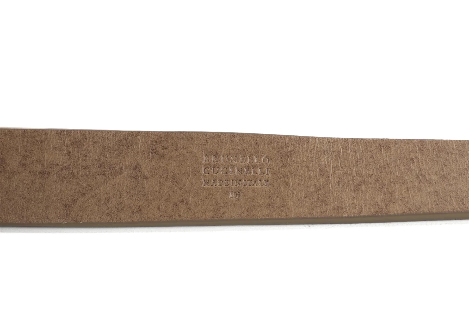 BRUNELLO CUCINELLI TAUPE MEN'S SUEDE BELT 105CM - Image 7