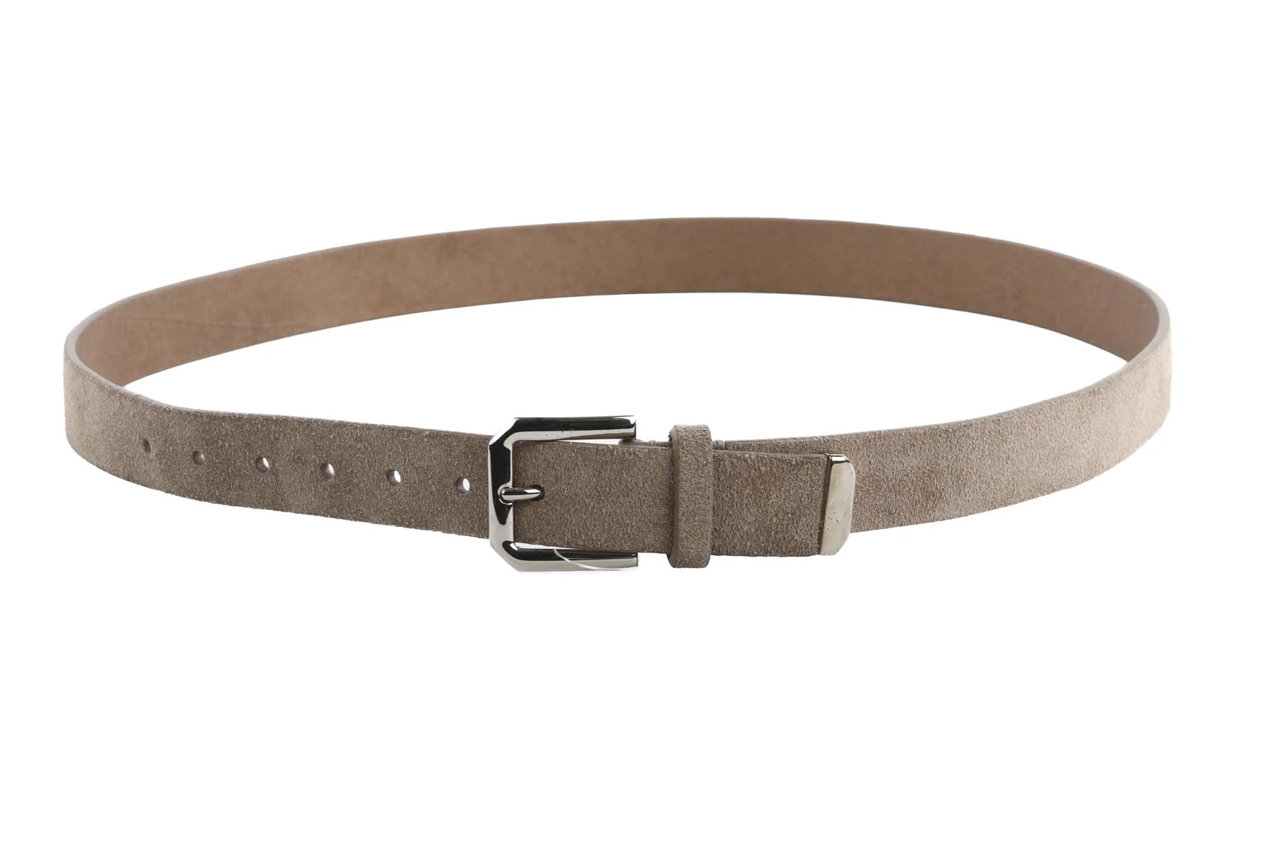 BRUNELLO CUCINELLI TAUPE MEN'S SUEDE BELT 105CM - Image 8