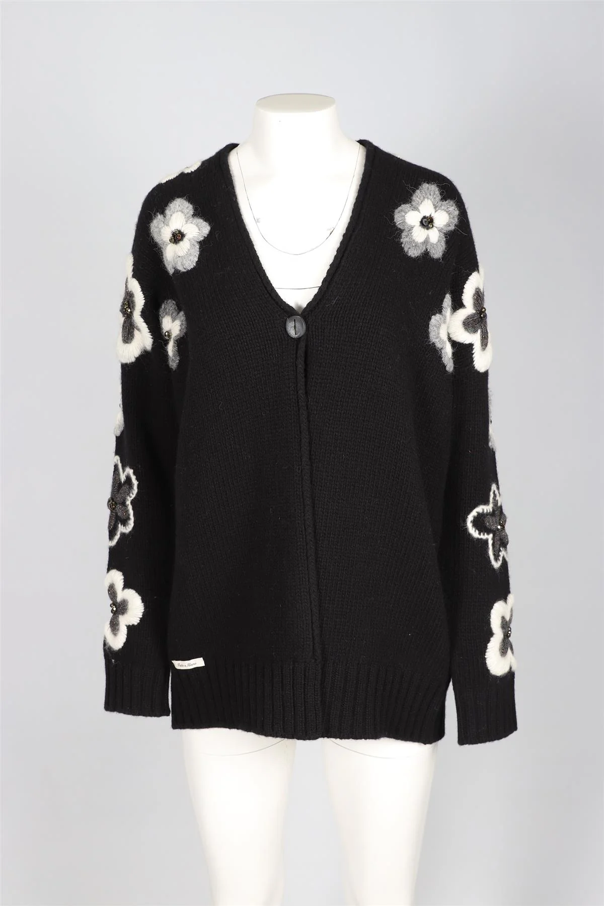 BRUNO MANETTI BLACK WOOL CARDIGAN IT 44 UK 12 - Image 2