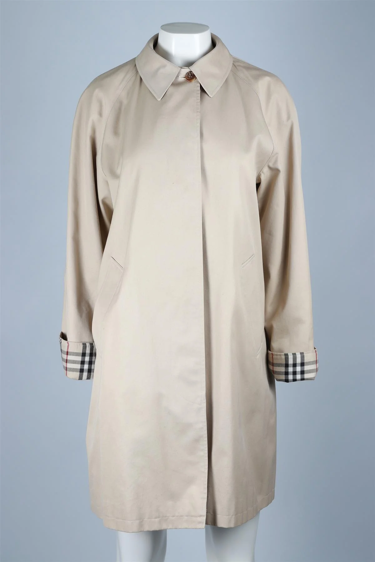 BURBERRY BEIGE COTTON COAT UK 12 - Image 2
