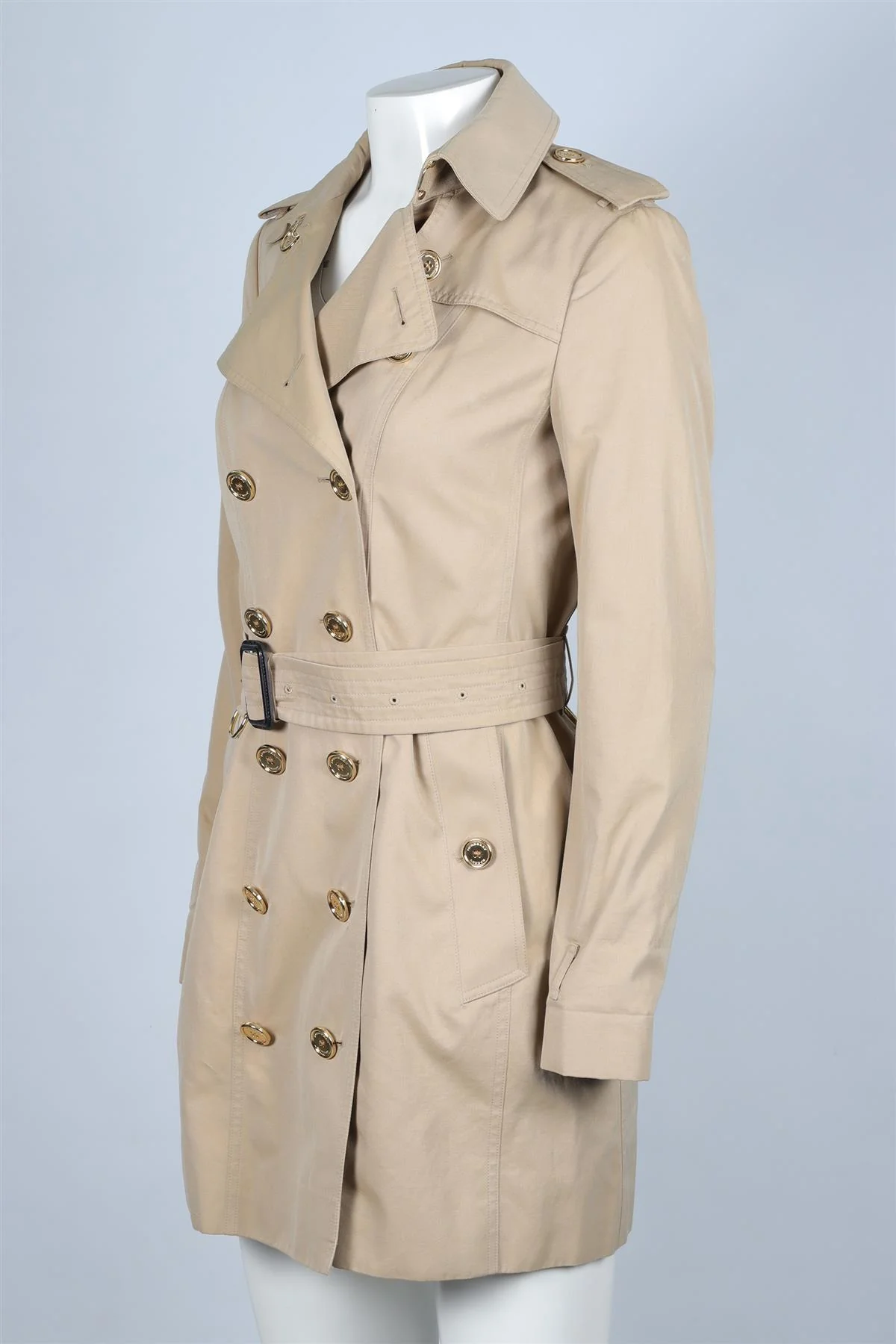 BURBERRY BEIGE COTTON TRENCH COAT UK 10 - Image 3