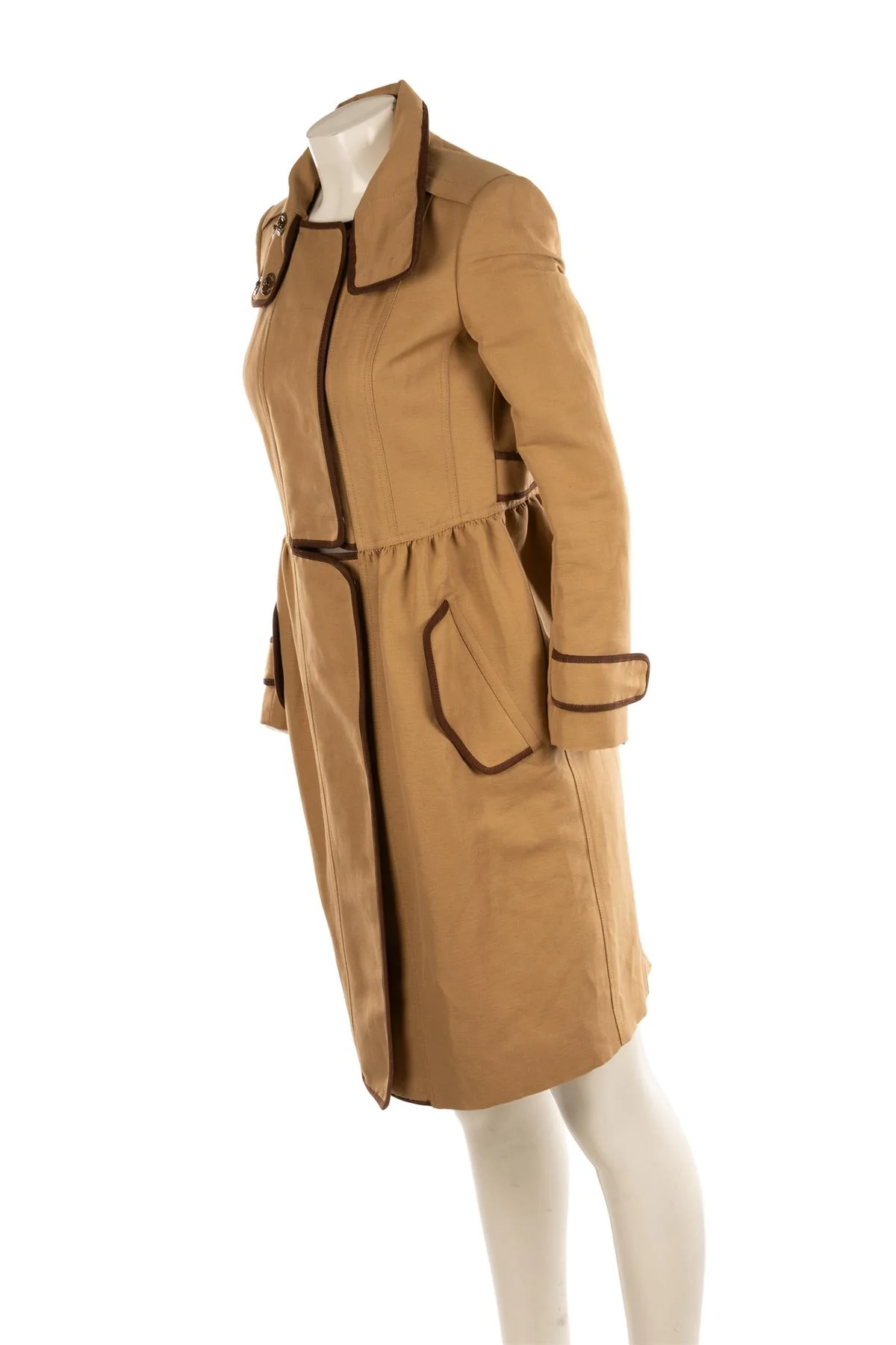 BURBERRY BEIGE LINEN TRENCH COAT IT 42 UK 10 - Image 3