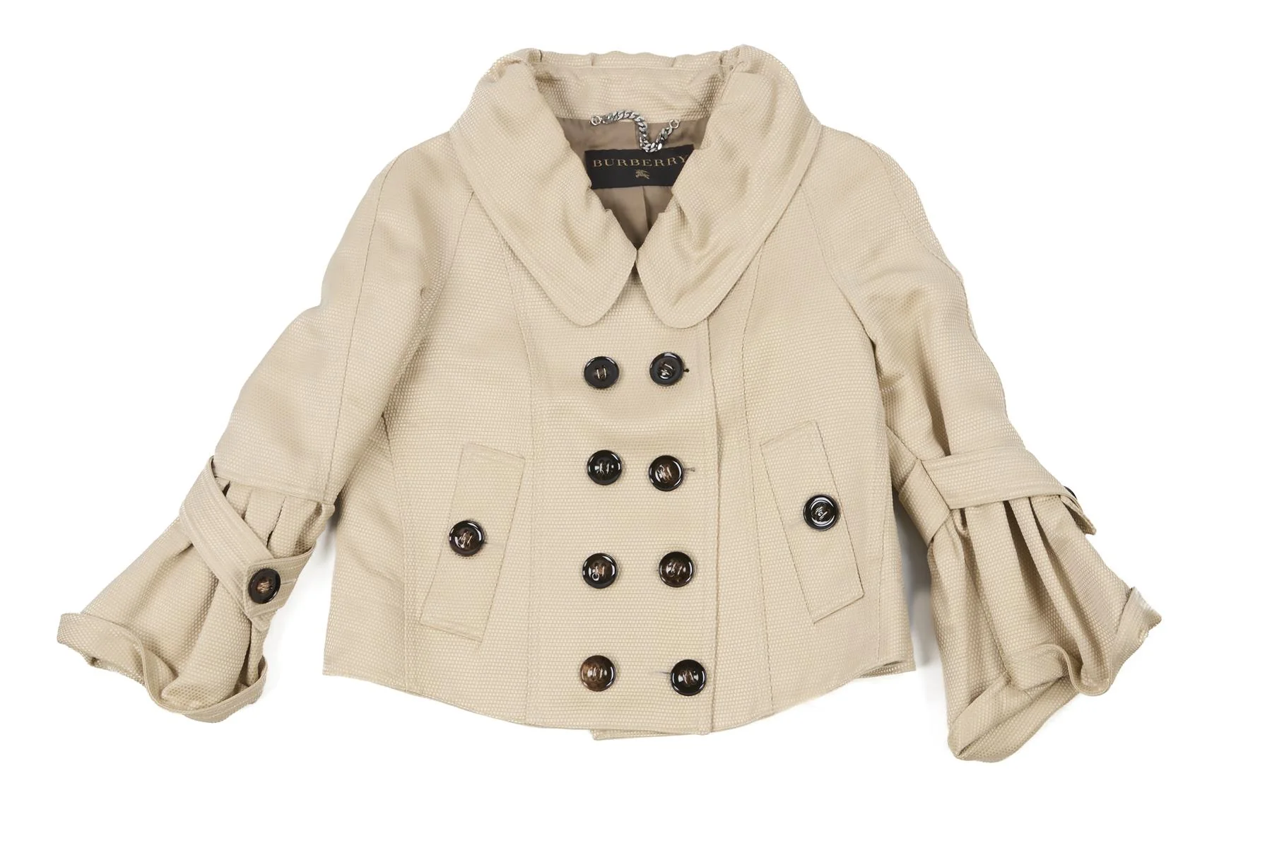 BURBERRY BEIGE SILK JACKET IT 38 UK 6 - Image 2