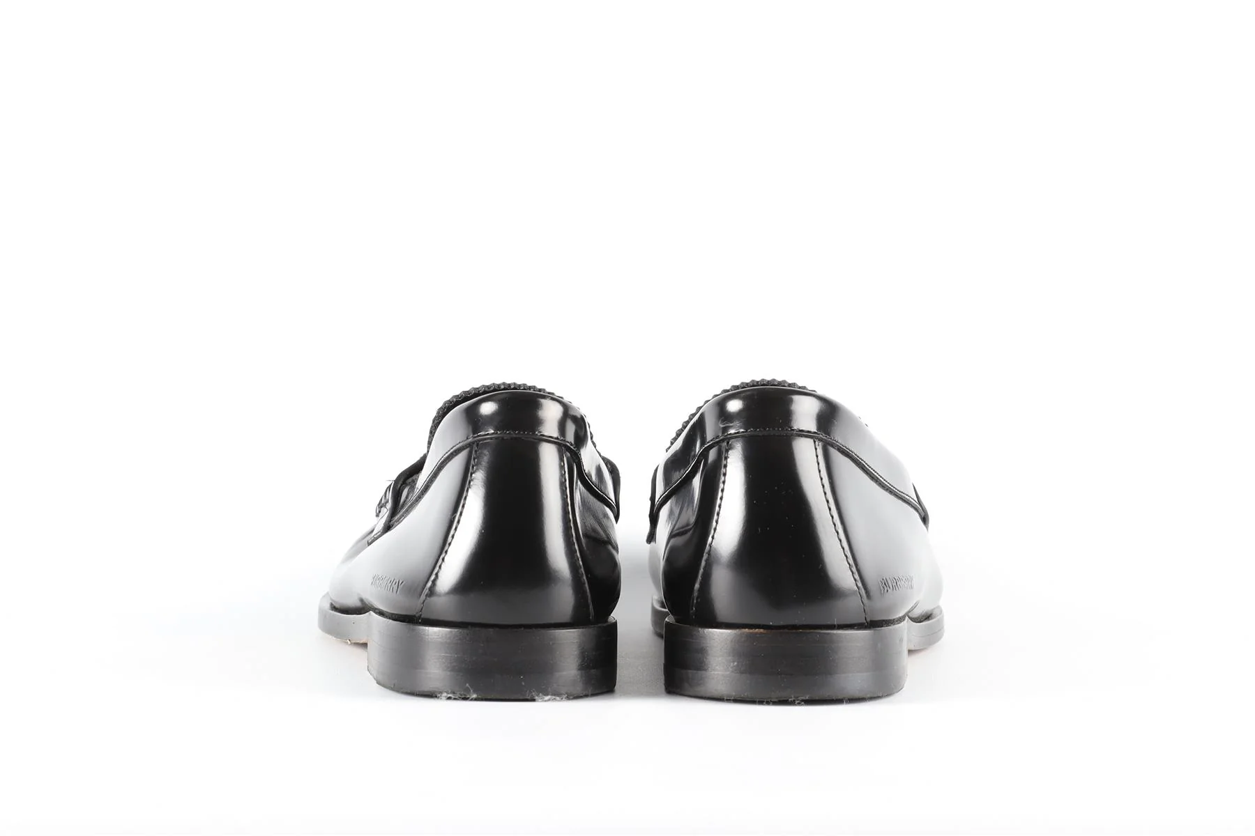 BURBERRY BLACK MEN'S LEATHER LOAFERS EU 41.5 UK 7.5 US 8.5 - Image 5