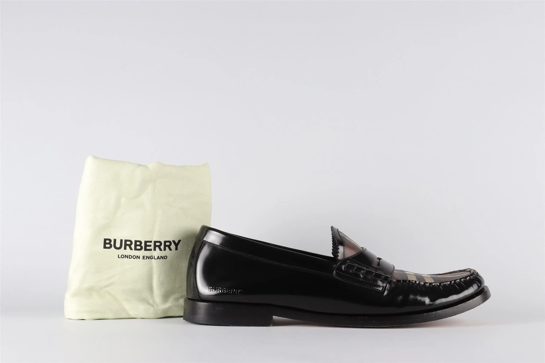 BURBERRY BLACK MEN'S LEATHER LOAFERS EU 41.5 UK 7.5 US 8.5 - Image 7