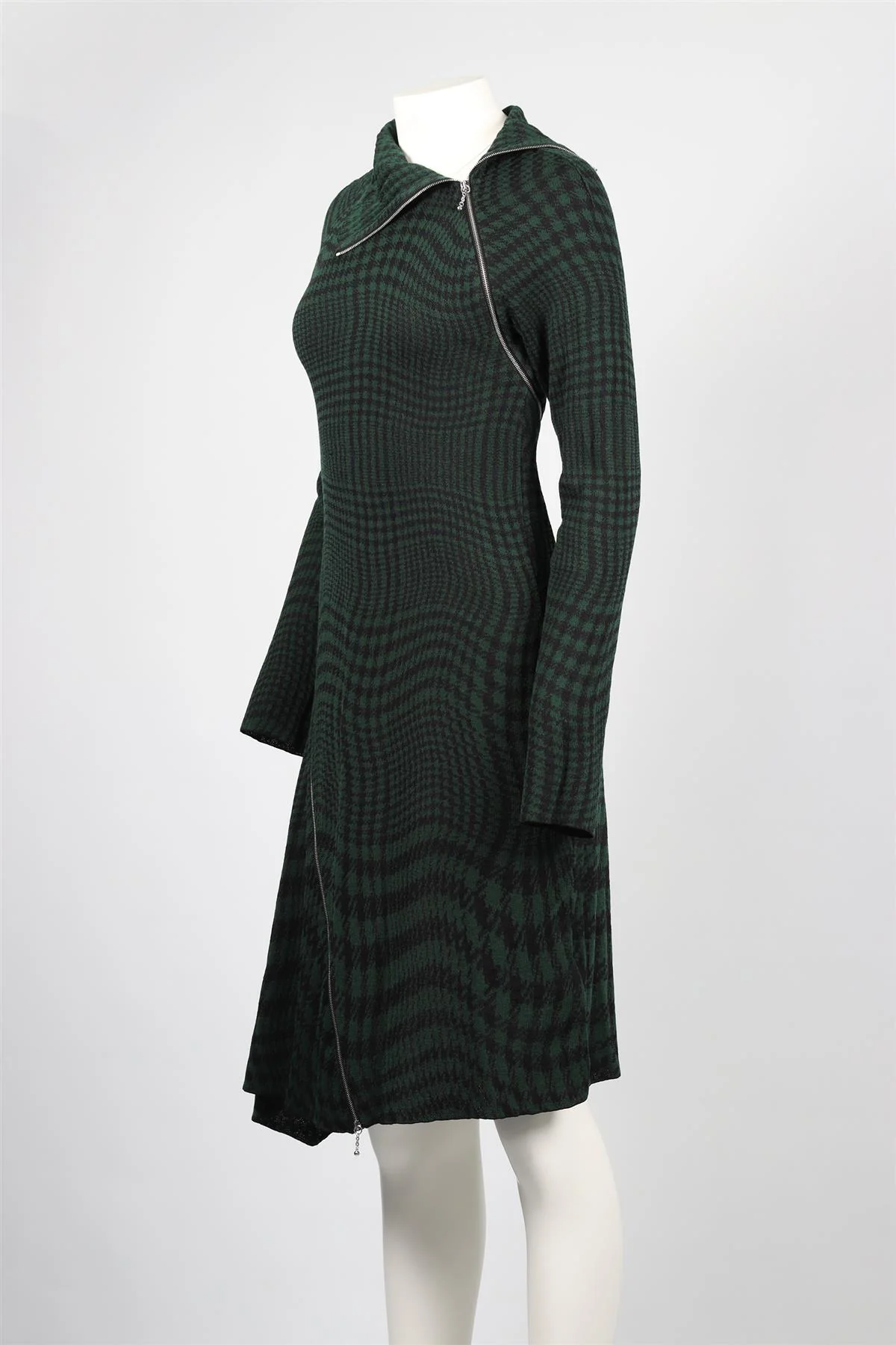 BURBERRY GREEN WOOL BLEND MIDI DRESS SMALL - Image 3