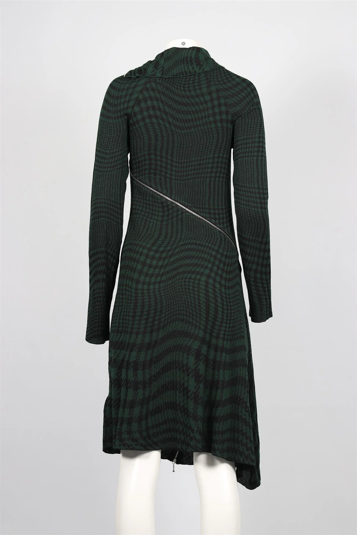 BURBERRY GREEN WOOL BLEND MIDI DRESS SMALL - Image 4