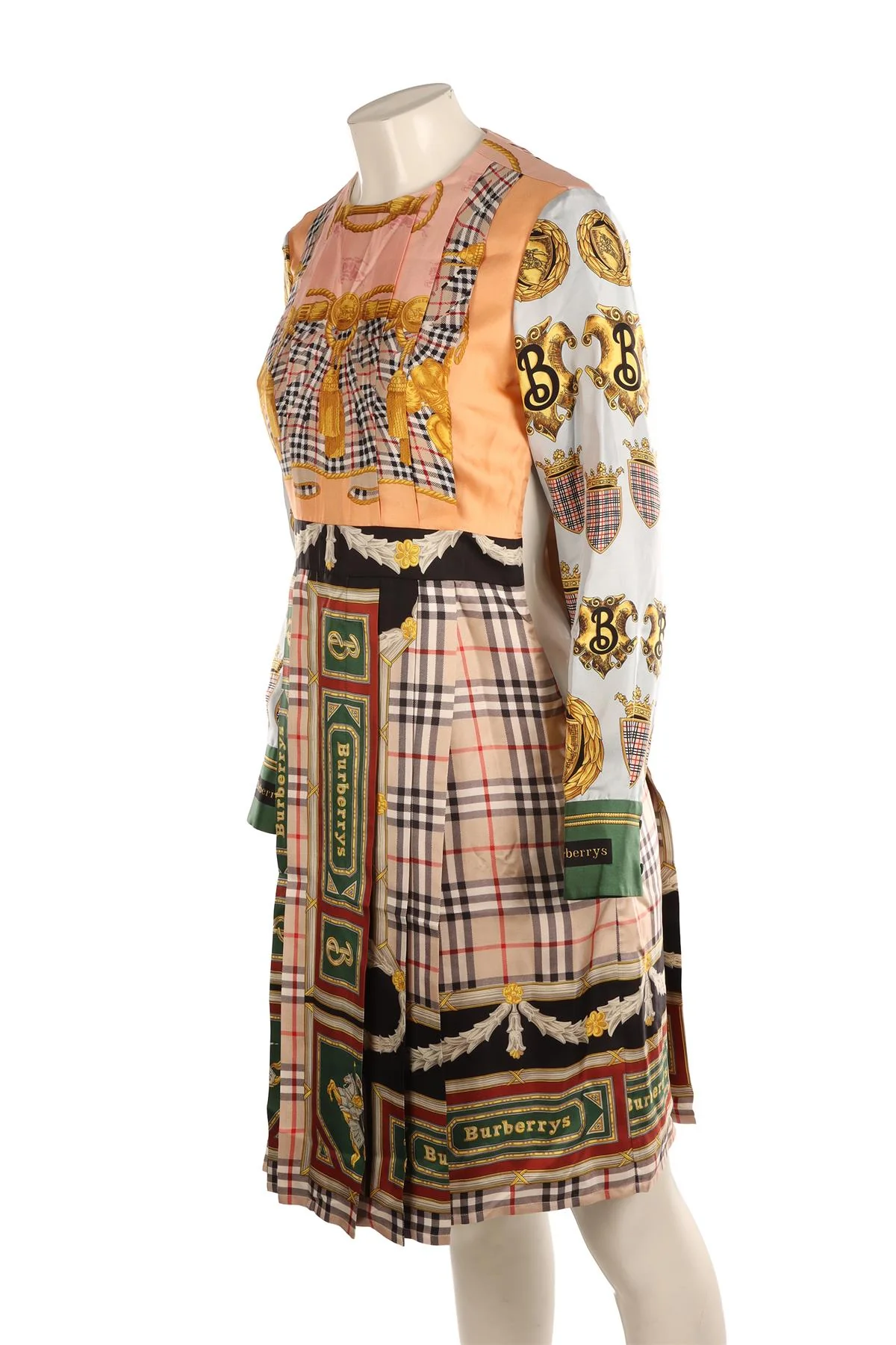 BURBERRY MULTI SILK MIDI DRESS UK 10 - Image 3