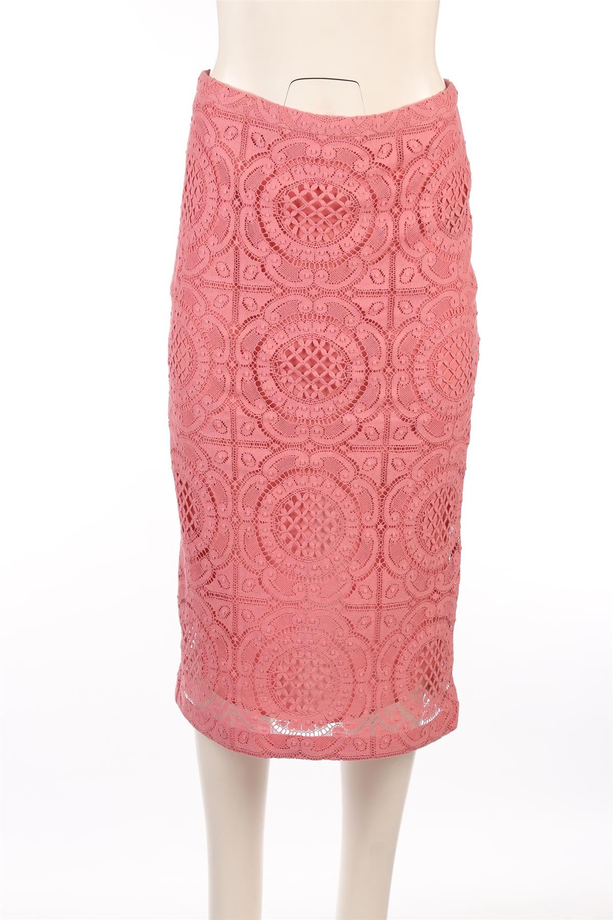 BURBERRY PINK LACE MIDI SKIRT IT 42 UK 10 - Image 2