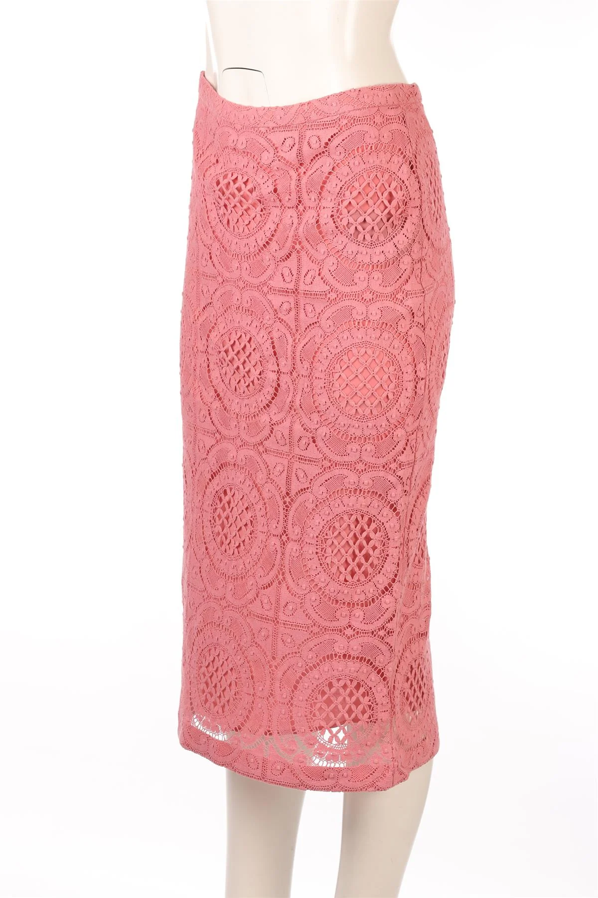 BURBERRY PINK LACE MIDI SKIRT IT 42 UK 10 - Image 3