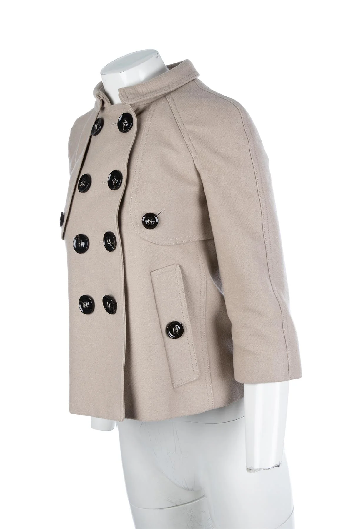 BURBERRY TAUPE WOOL JACKET UK 6 - Image 3