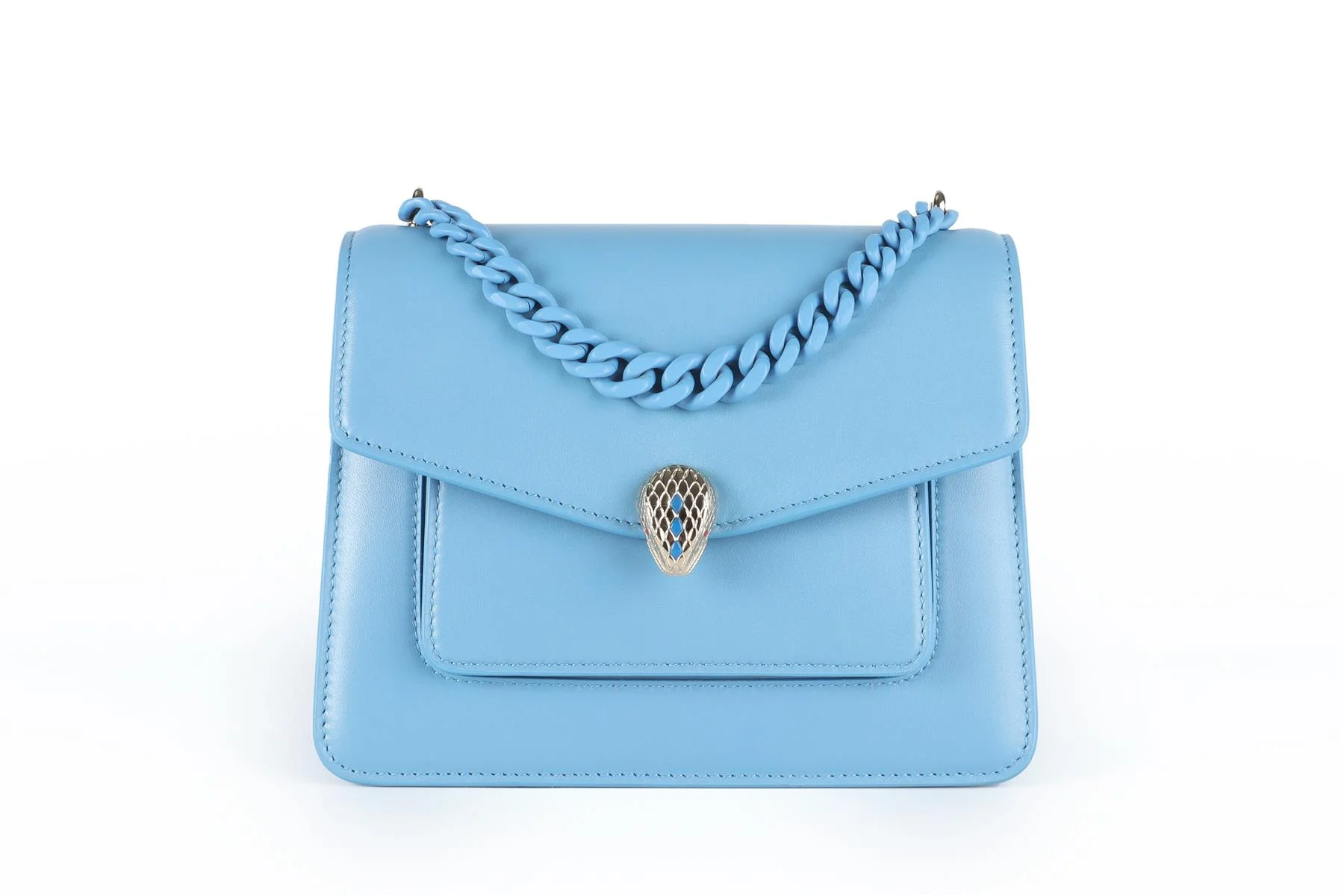 BVLGARI BLUE SERPENTI FOREVER MAXI CHAIN SMALL LEATHER TOTE BAG - Image 2