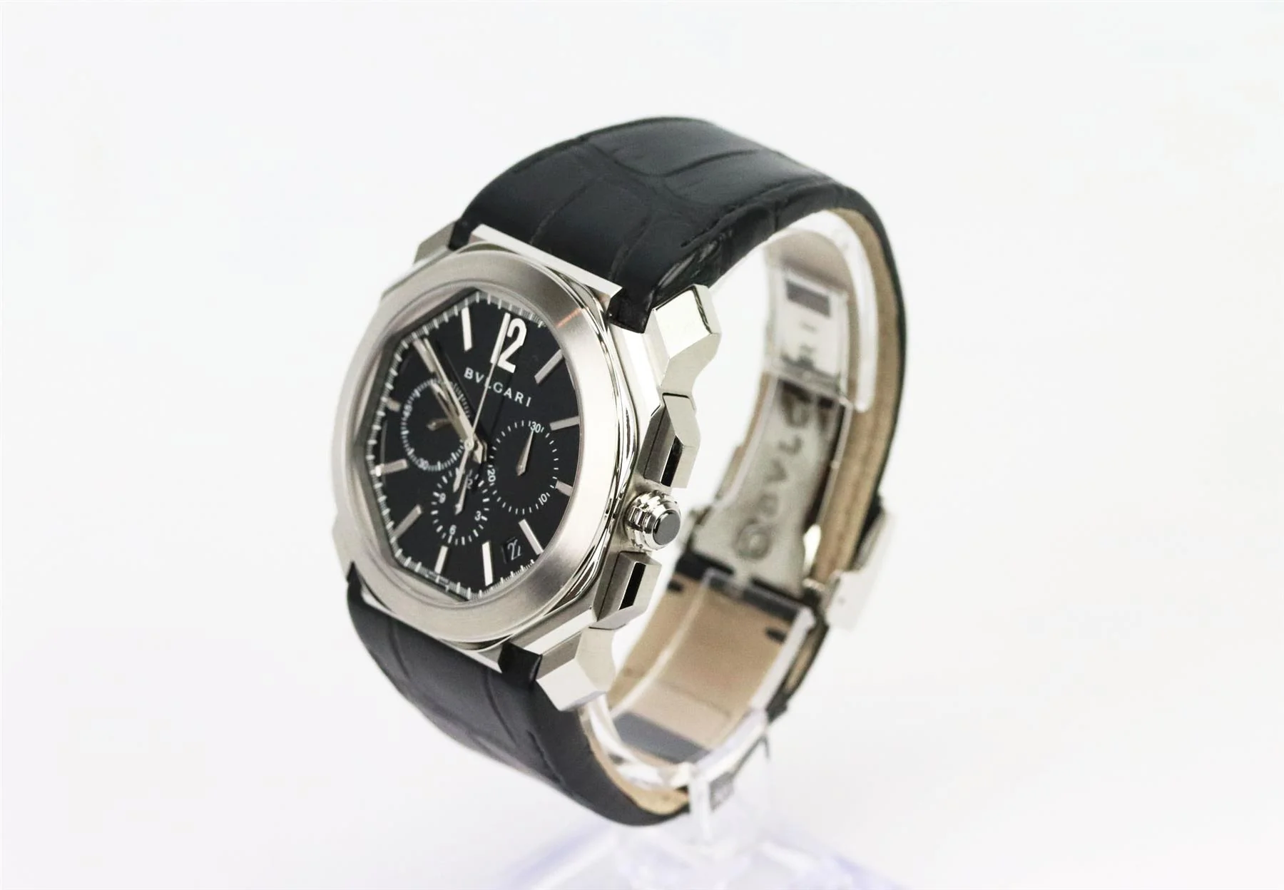 BVLGARI OCTO VERLCISSIMO 42MM STAINLESS STEEL AND ALLIGATOR WATCH - Image 4