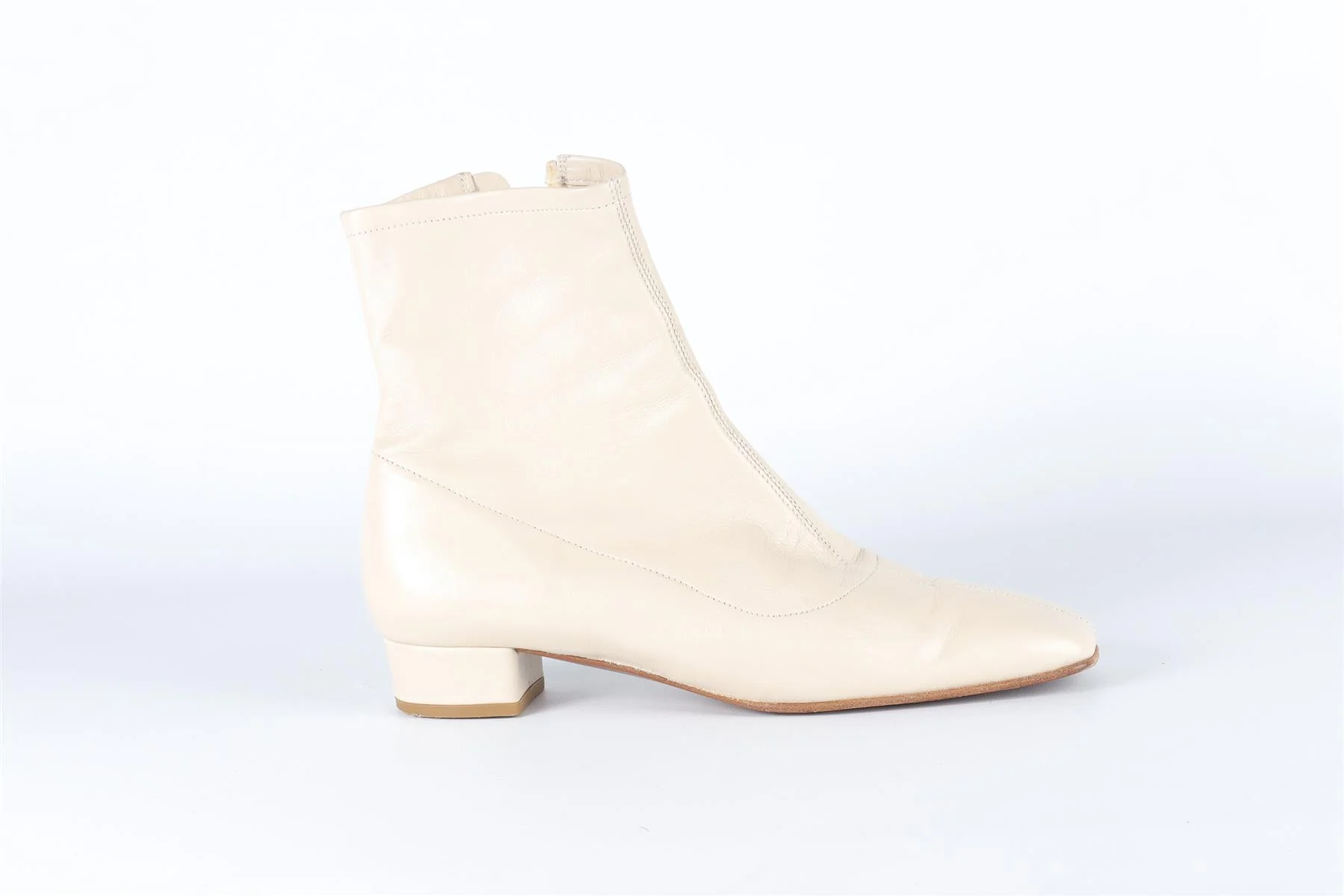 BY FAR CREAM LEATHER ANKLE BOOTS EU 36 UK 3 US 6 - Image 2