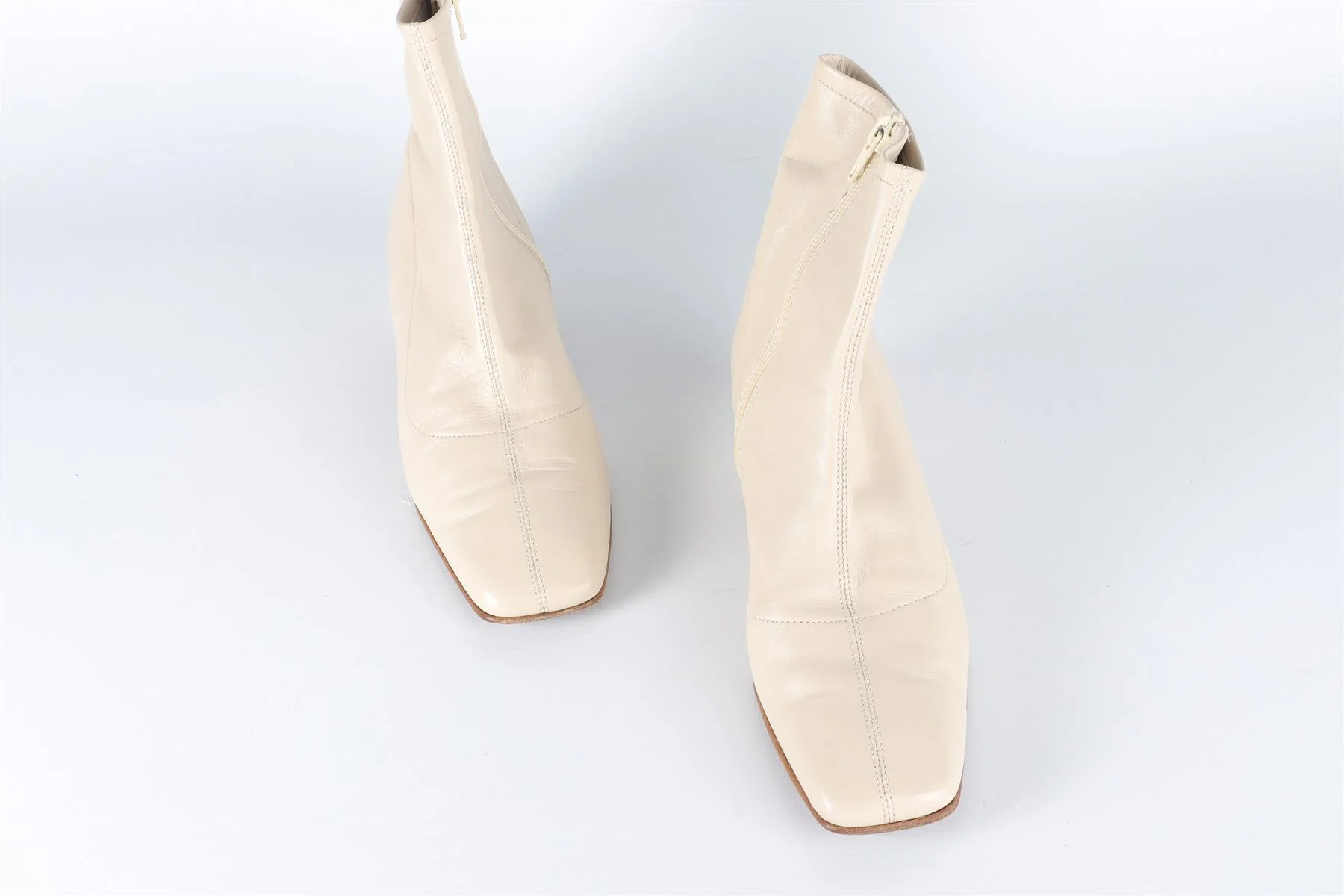 BY FAR CREAM LEATHER ANKLE BOOTS EU 36 UK 3 US 6 - Image 4