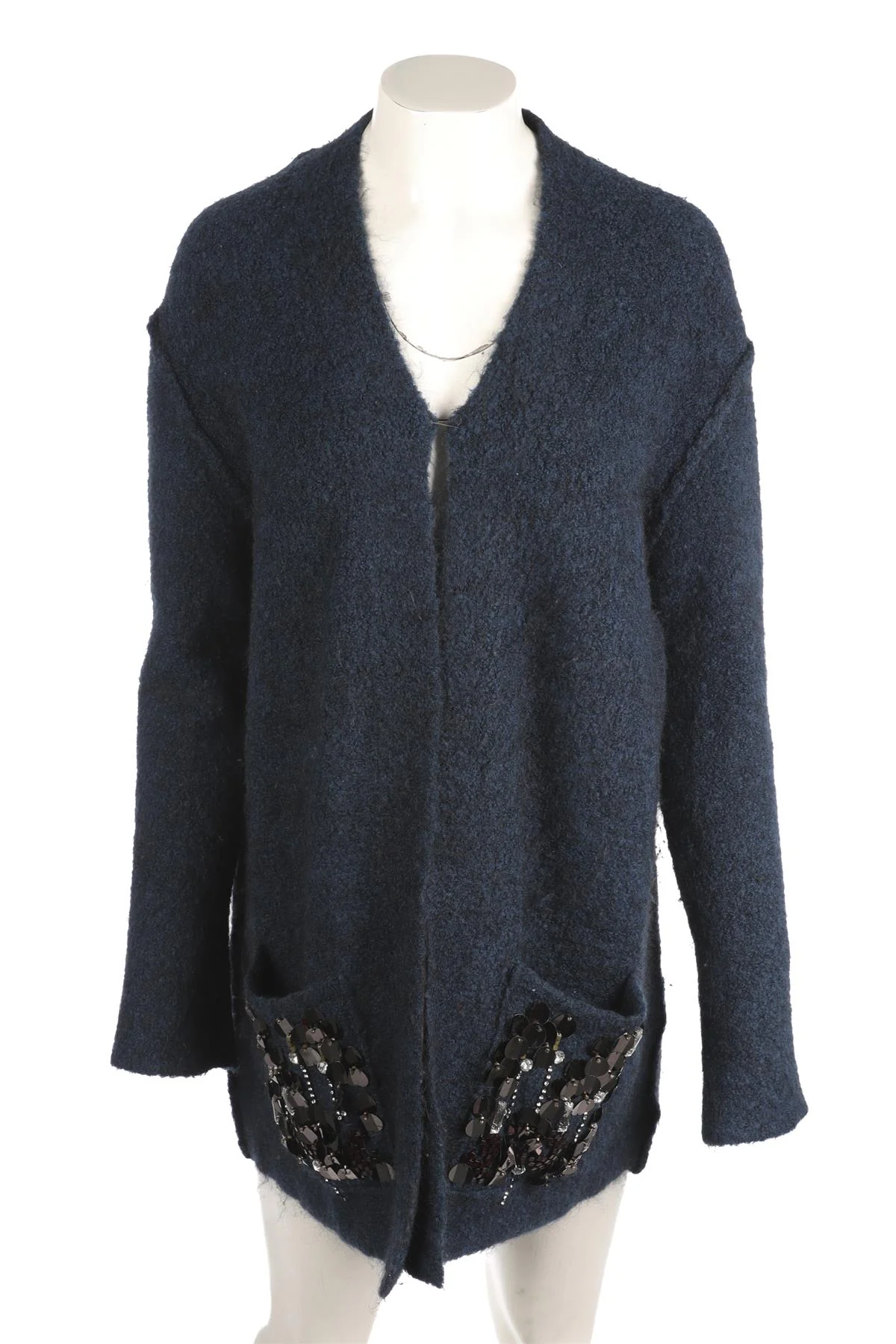 BY MARLENE BIRGER BLUE WOOL CARDIGAN MEDIUM - Image 2