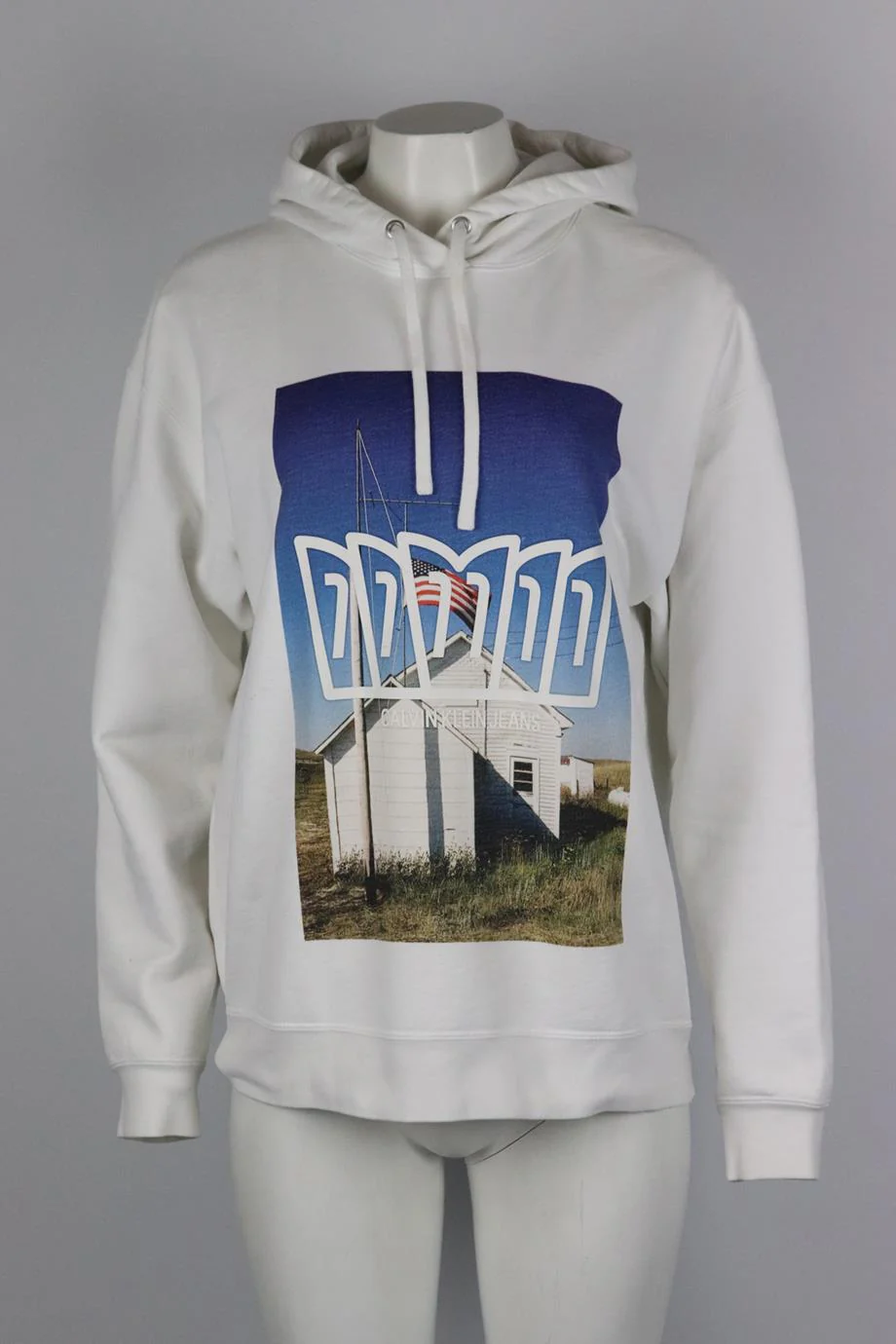 CALVIN KLEIN JEANS PRINTED COTTON JERSEY HOODIE SMALL - Image 2