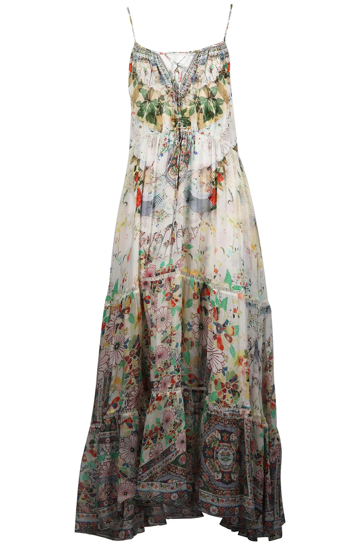 CAMILLA CRYSTAL AND SILK MAXI DRESS SMALL