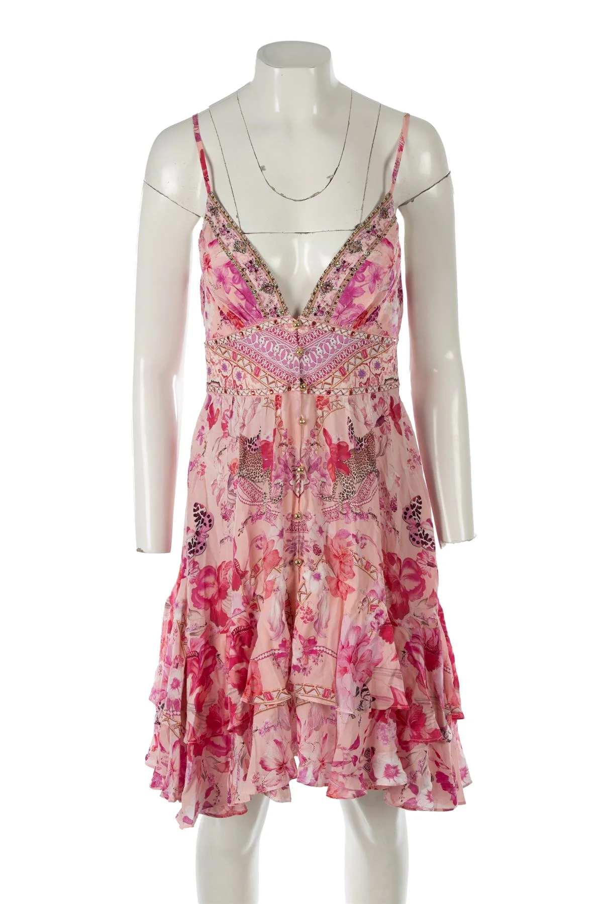 CAMILLA PINK SILK MIDI DRESS MEDIUM - Image 2