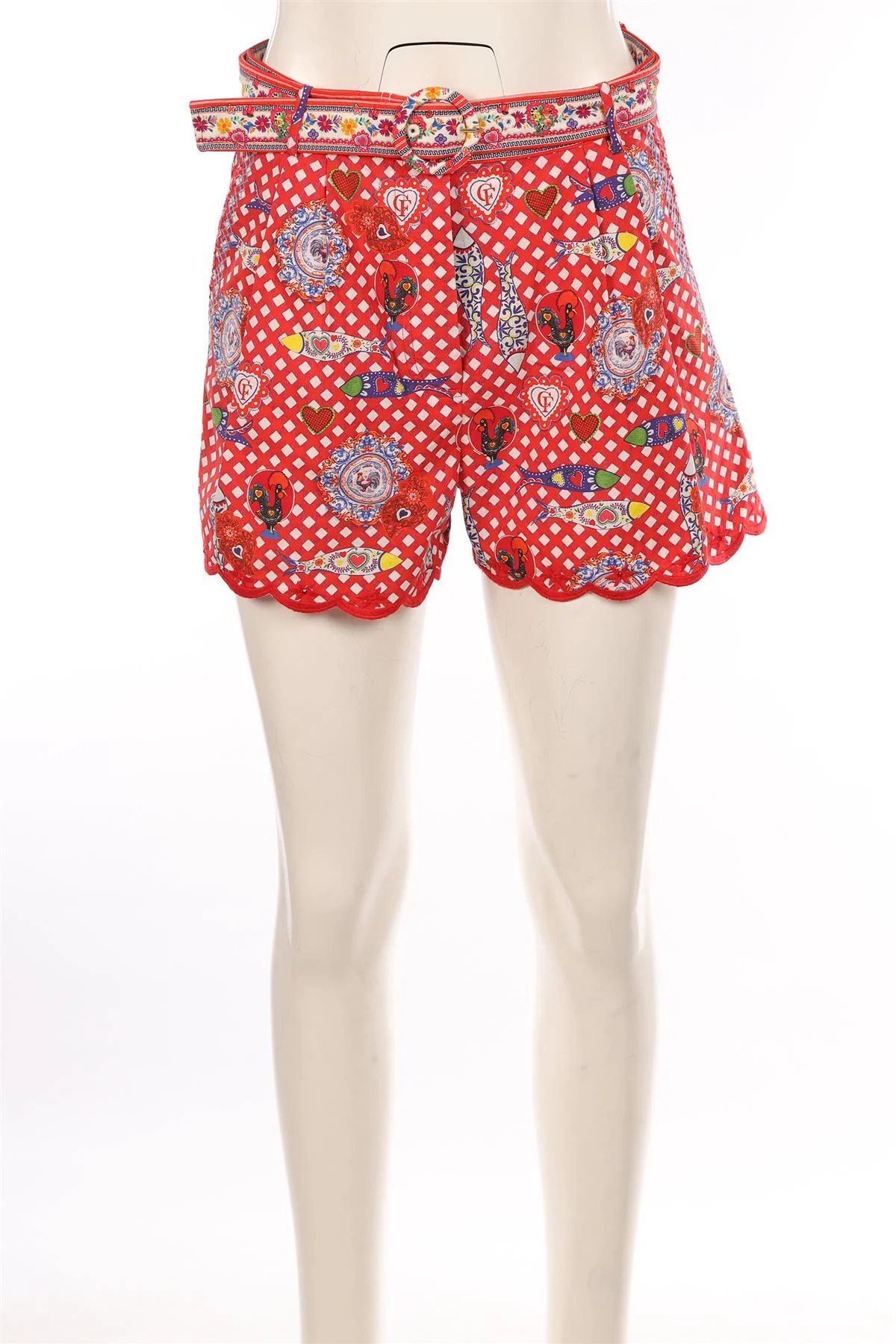 CAMILLA RED COTTON SHORTS SMALL - Image 2