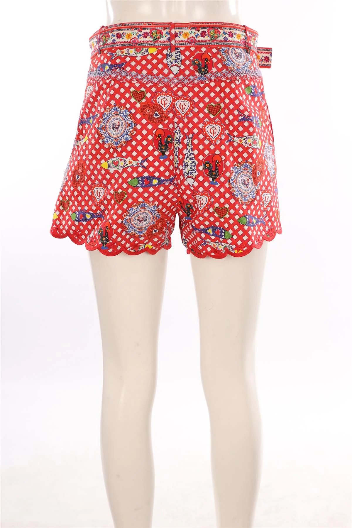 CAMILLA RED COTTON SHORTS SMALL - Image 4