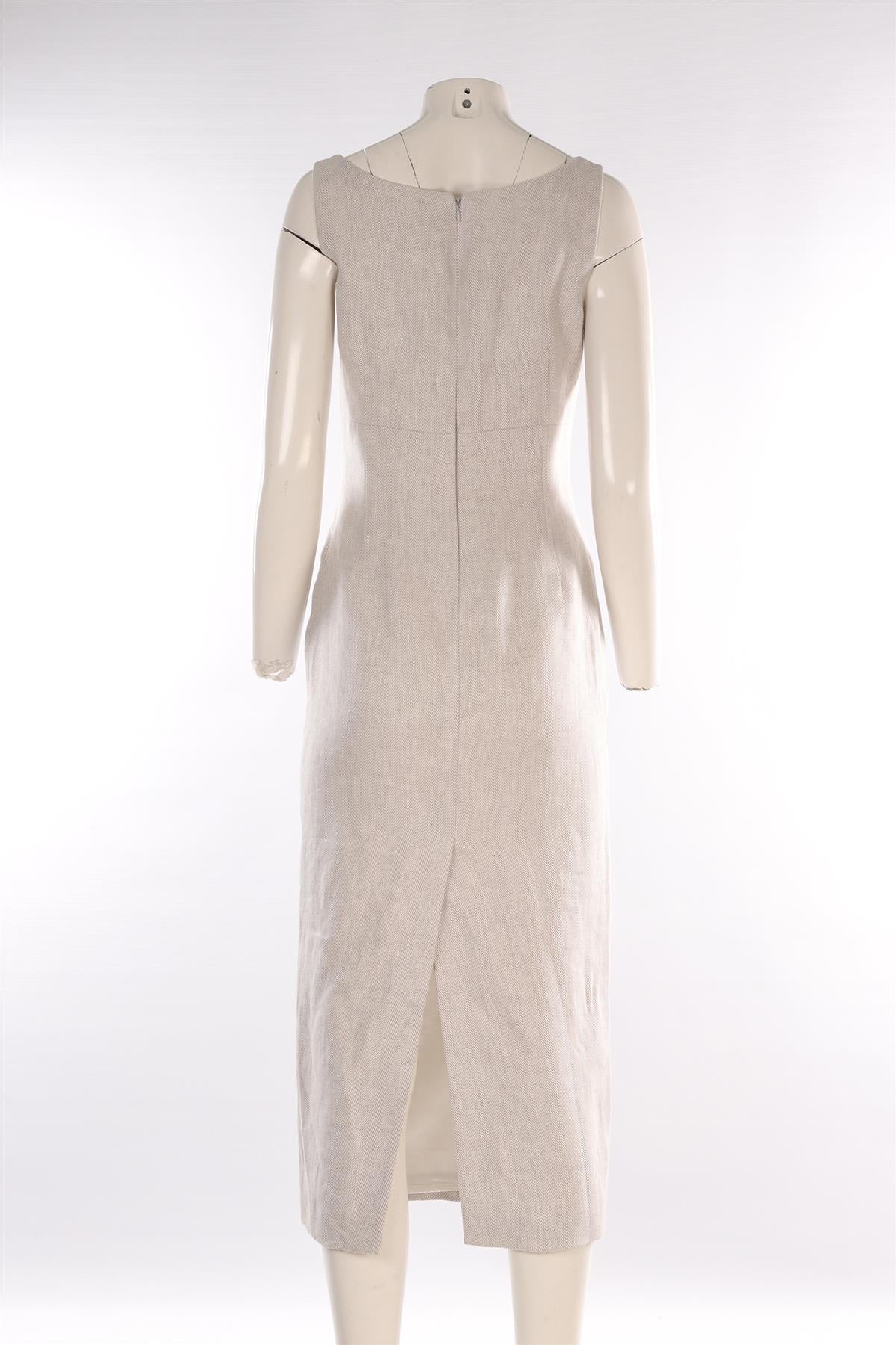 CARL KAPP GREY LINEN MIDI DRESS UK 8 - Image 4