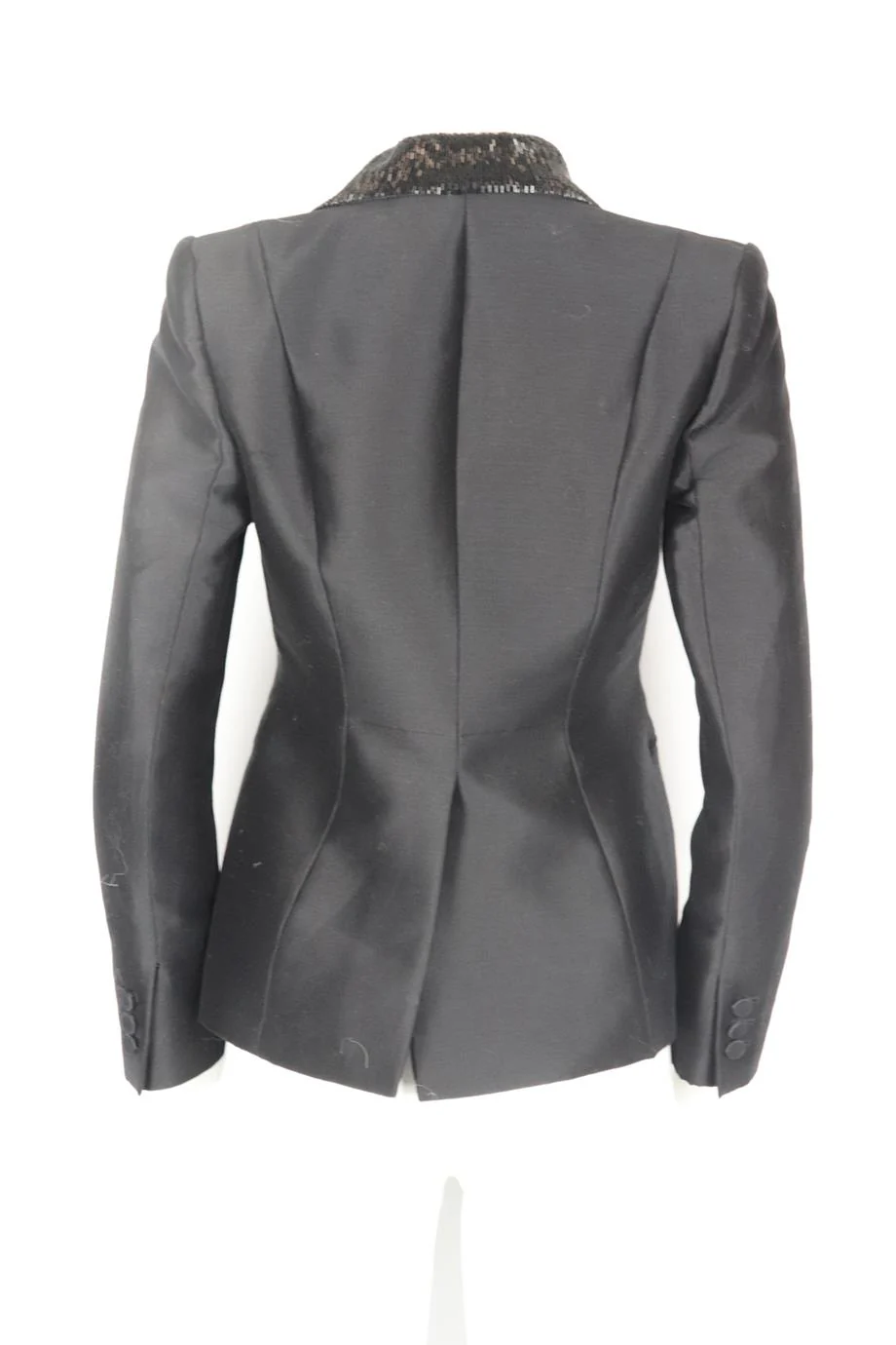 CAROLINA HERRERA BEAD EMBELLISHED COTTON AND SILK BLEND BLAZER US 4 UK 8 - Image 4