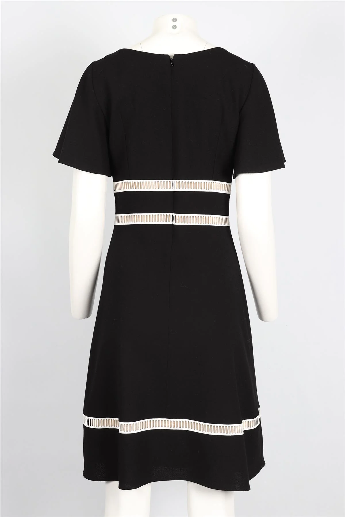 CAROLINA HERRERA BLACK WOOL MIDI DRESS US 4 UK 8 - Image 4