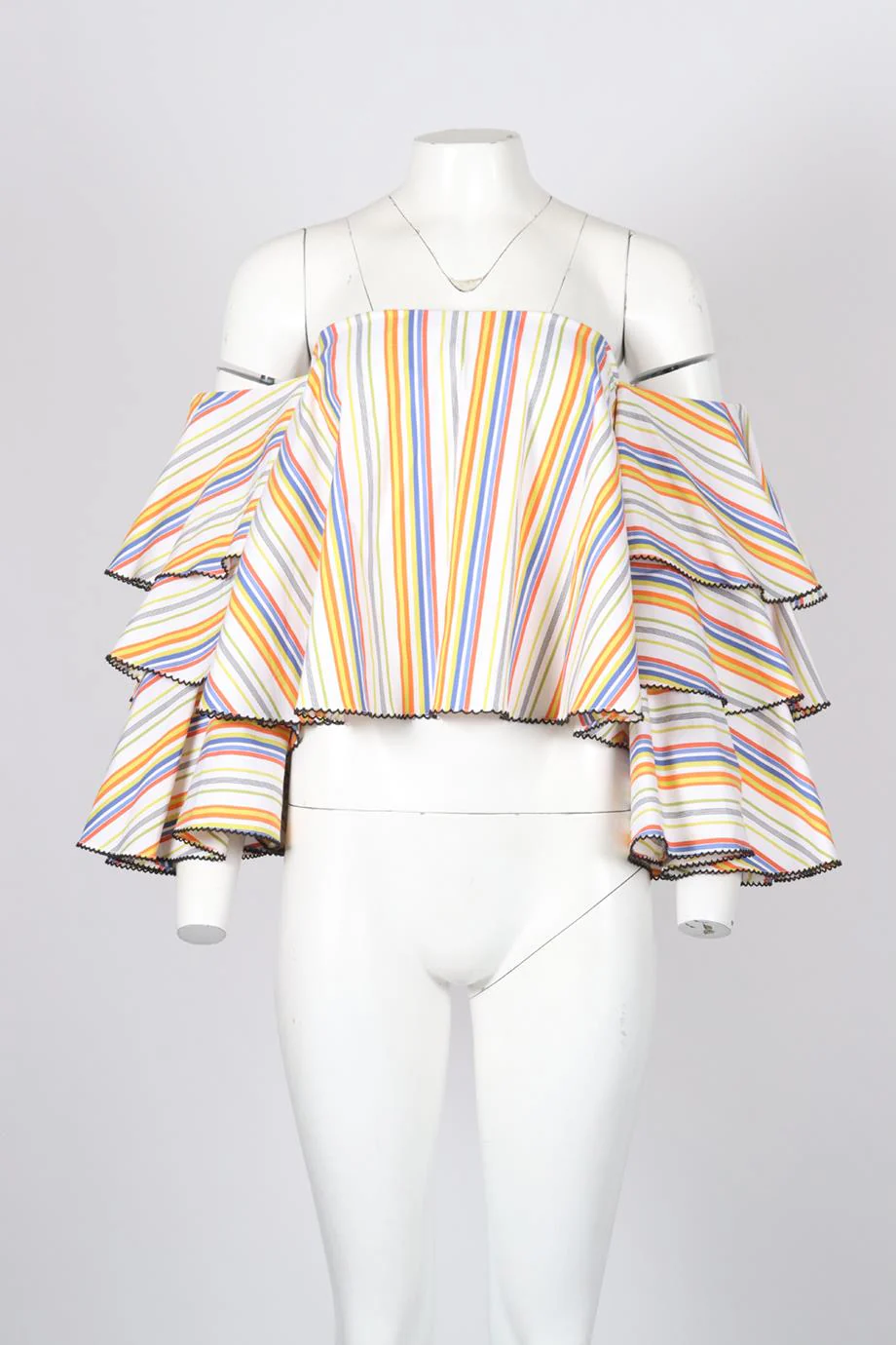 CAROLINE CONSTAS OFF THE SHOULDER STRIPED COTTON TOP XSMALL - Image 2