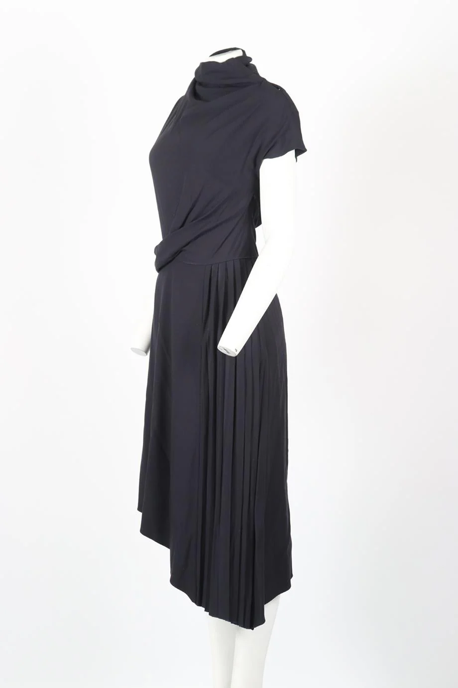 CARVEN DRAPED WOOL BLEND MIDI DRESS FR 38 UK 10 - Image 3