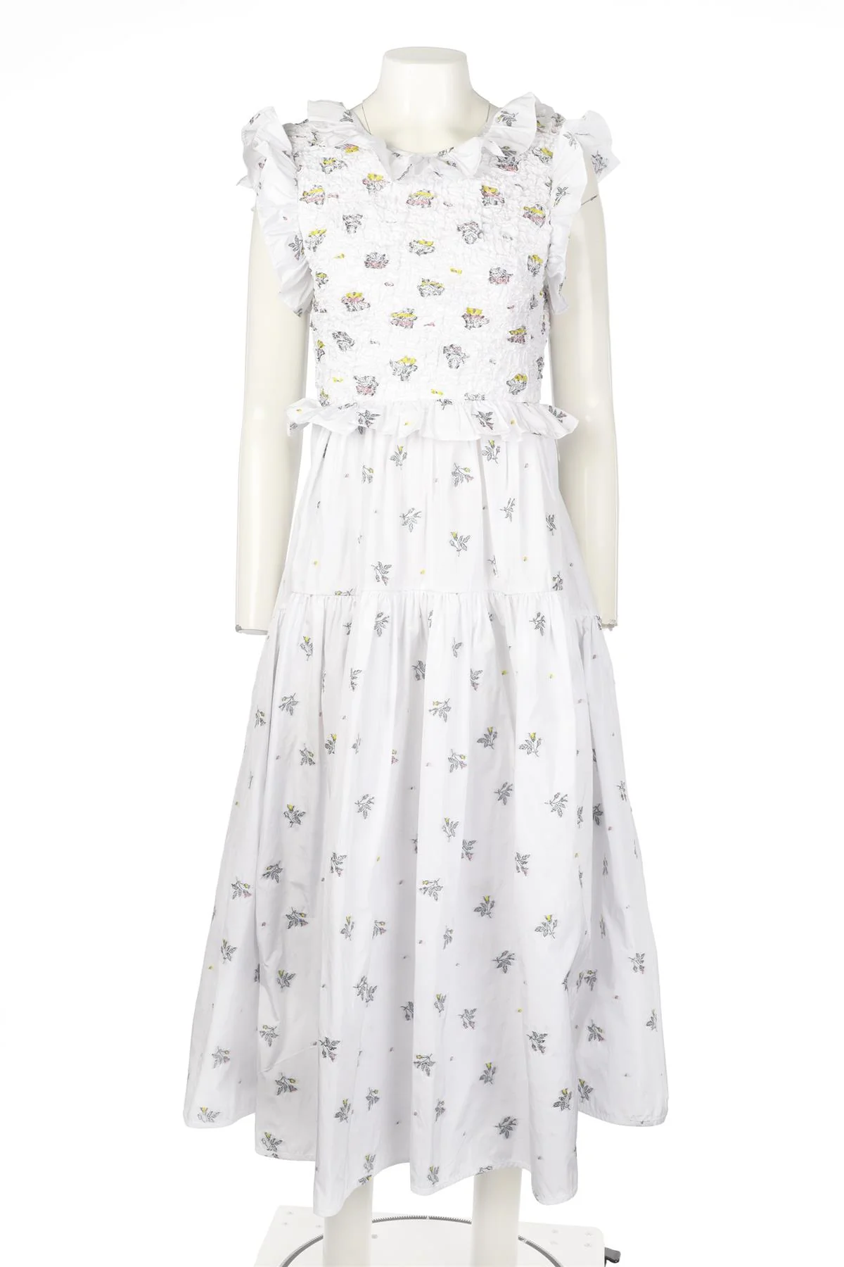 CECILIE BAHNSEN WHITE COTTON MAXI DRESS SMALL - Image 2