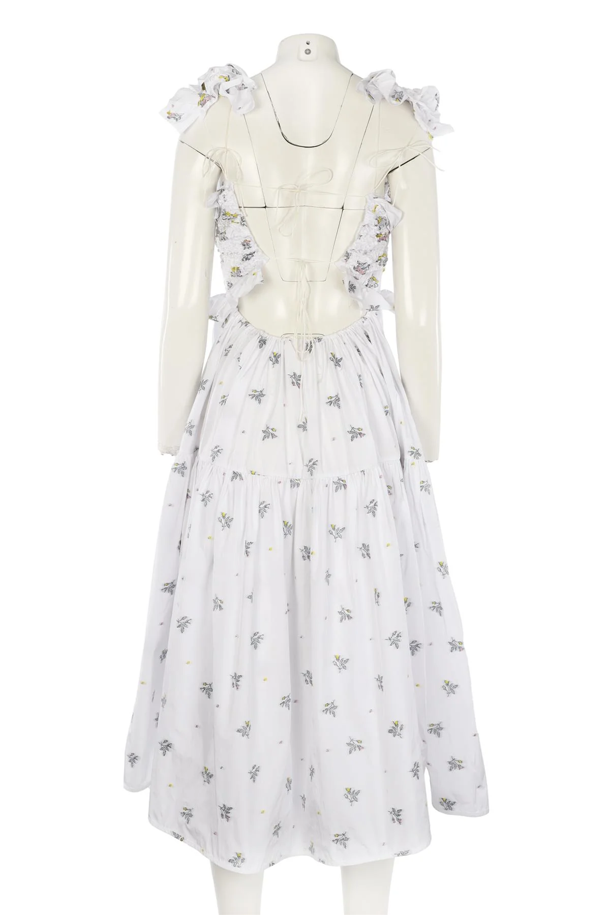 CECILIE BAHNSEN WHITE COTTON MAXI DRESS SMALL - Image 4