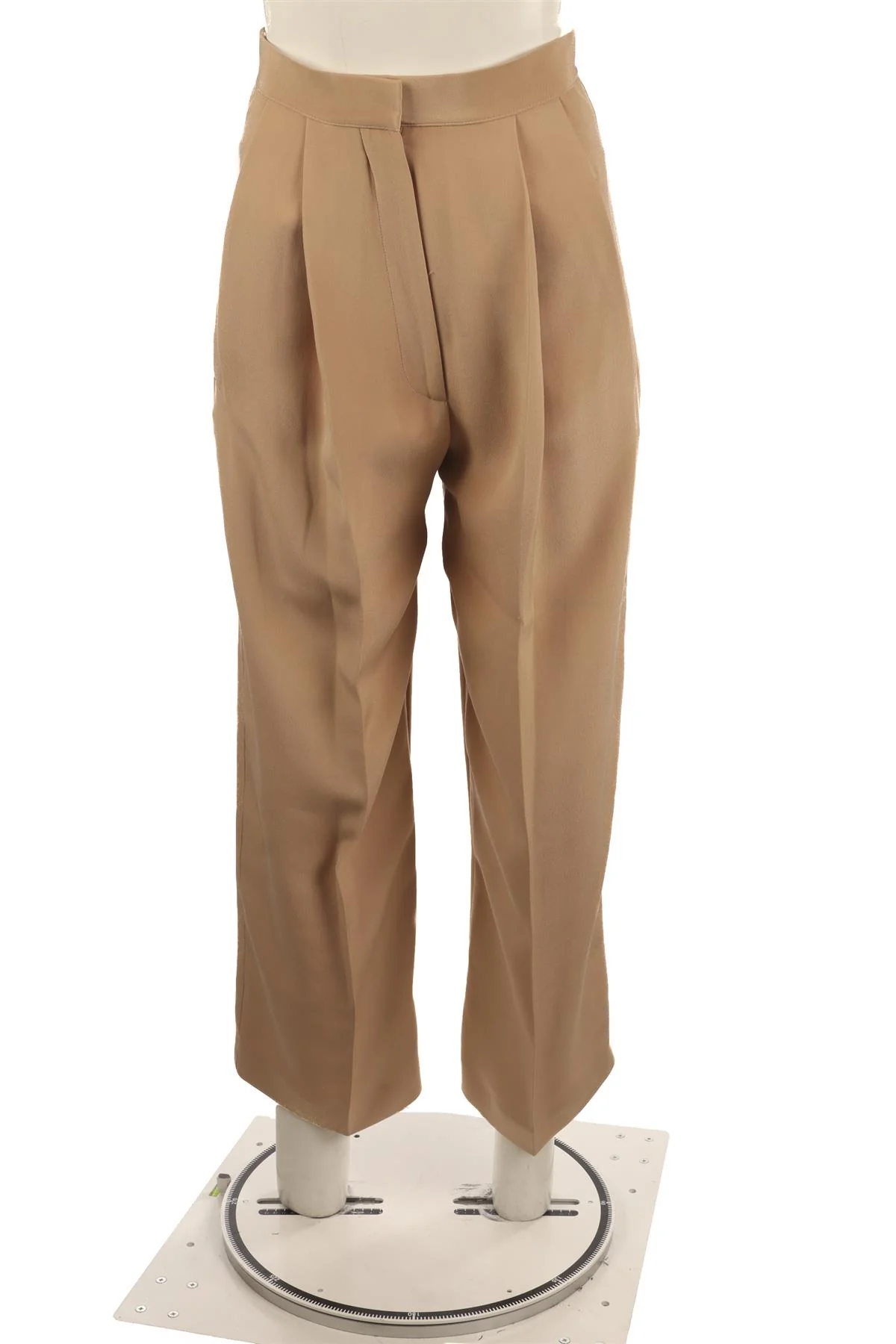 CELINE BEIGE SILK STRAIGHT LEG PANTS FR 36 UK 8 - Image 2