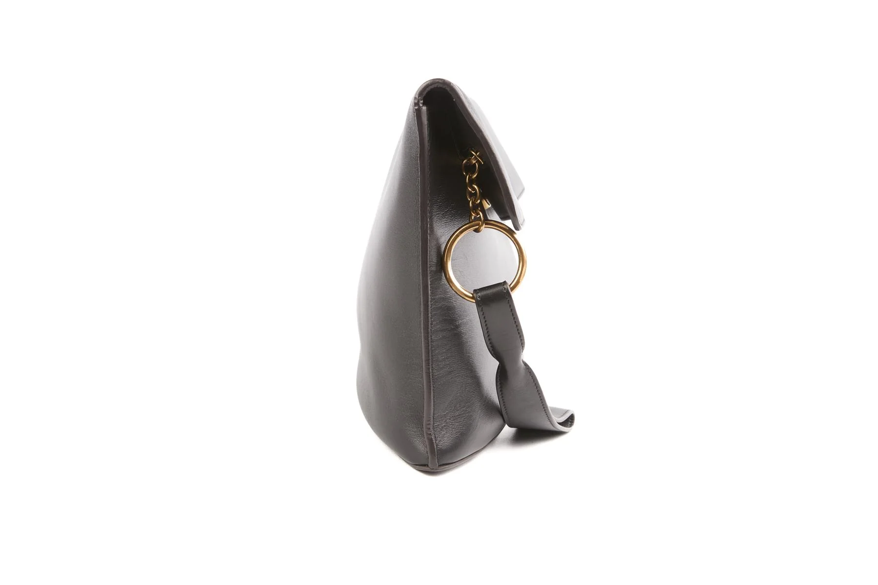 CELINE BLACK CURVE LEATHER CLUTCH - Image 4