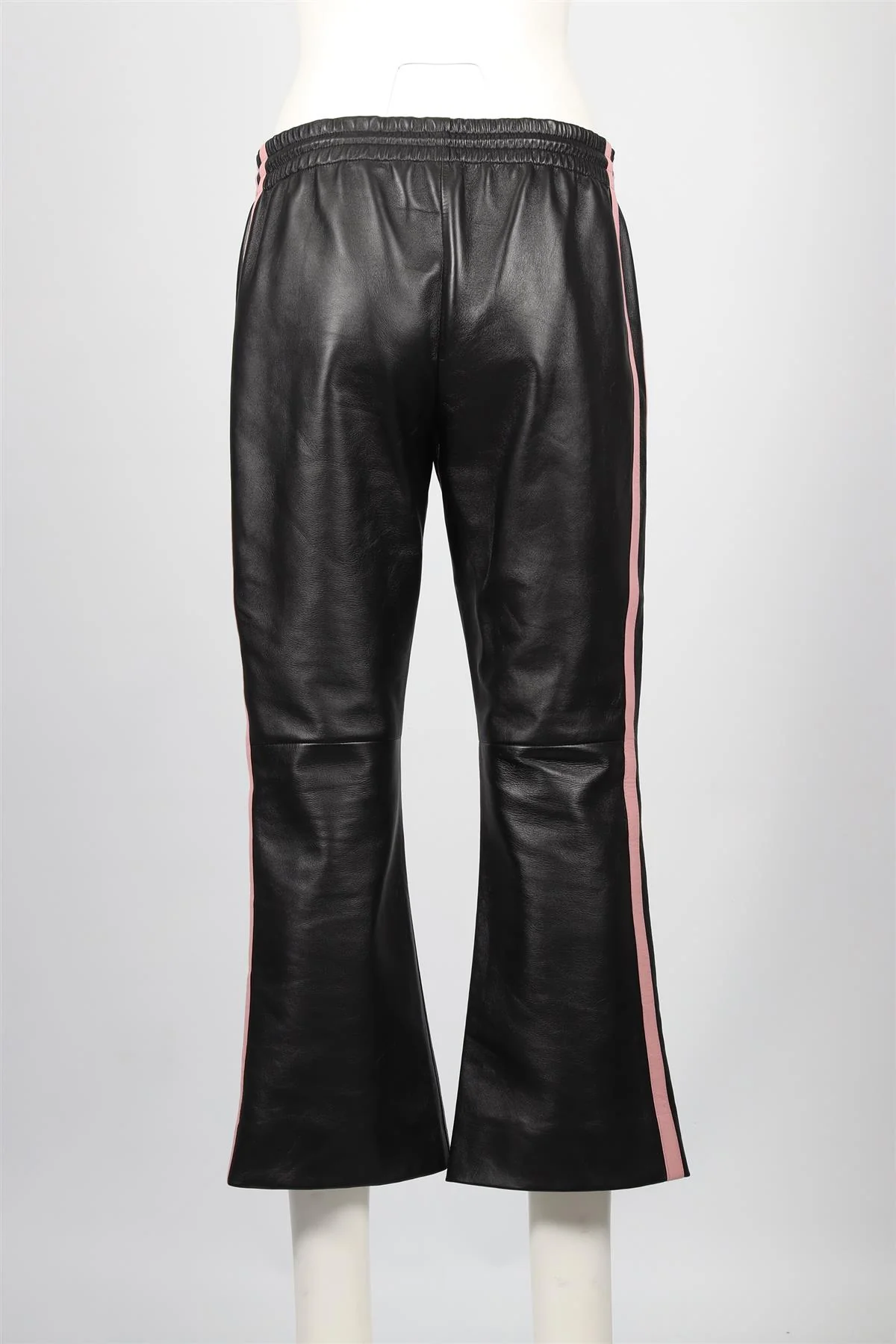 CELINE BLACK LEATHER STRAIGHT LEG PANTS FR 40 UK 12 - Image 4